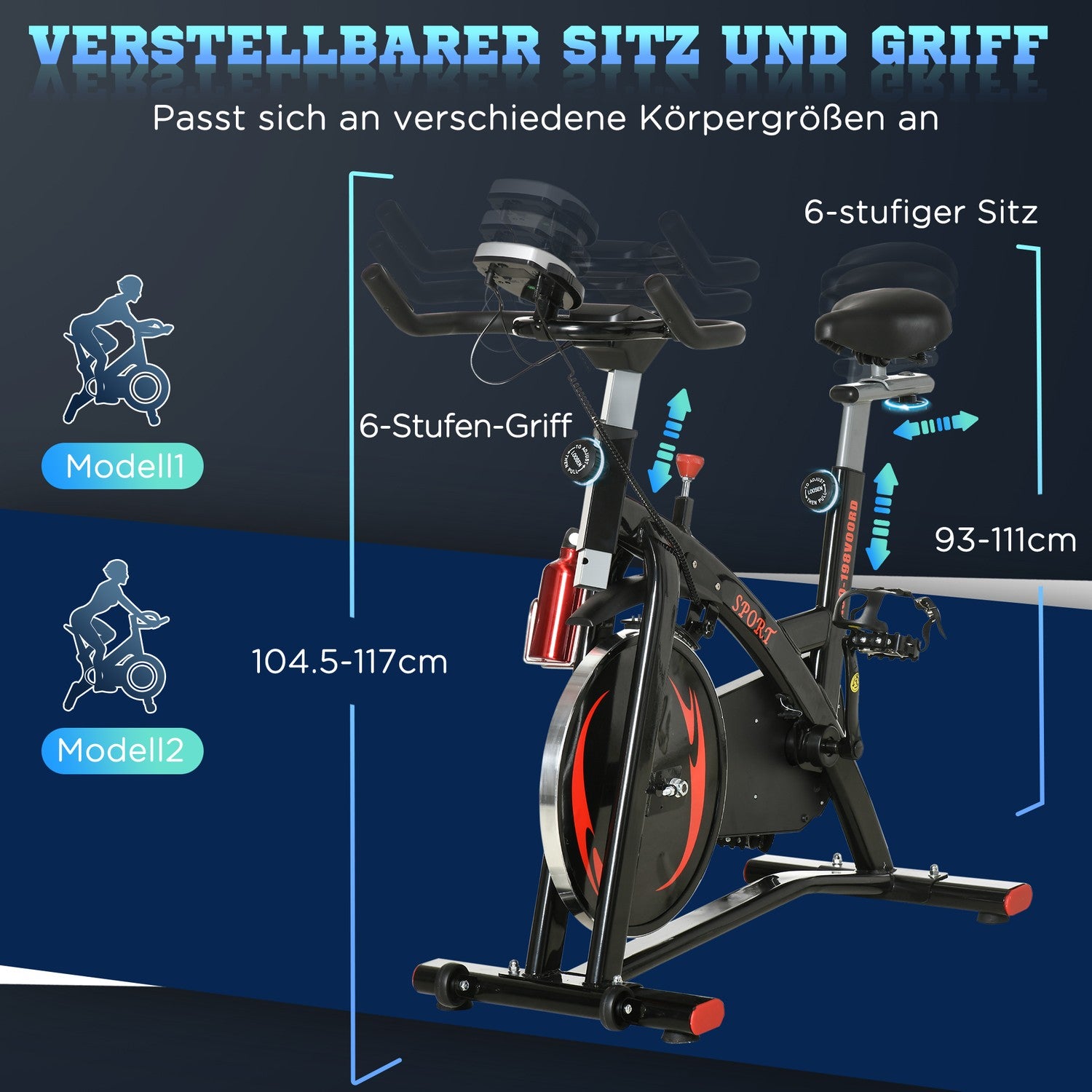 Hometrainer met vliegwiel van 10 kg en lcd-display