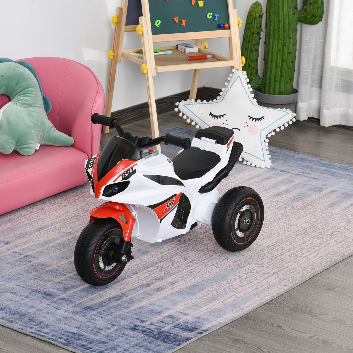 Motorspeelgoed voor kinderen met muziek, wit, 18-36 maanden