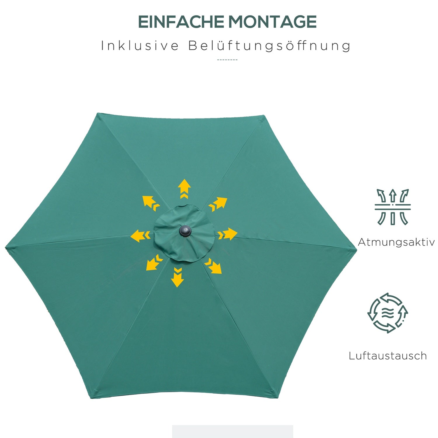 Donkergroene opvouwbare tuinparasol, aluminium, 2,7 m diameter