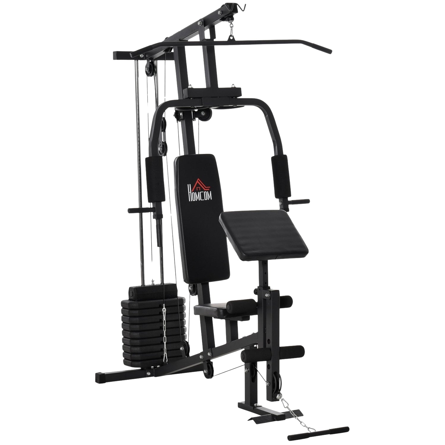Multi-Gym Fitness Station med vikter och stoppning, svart