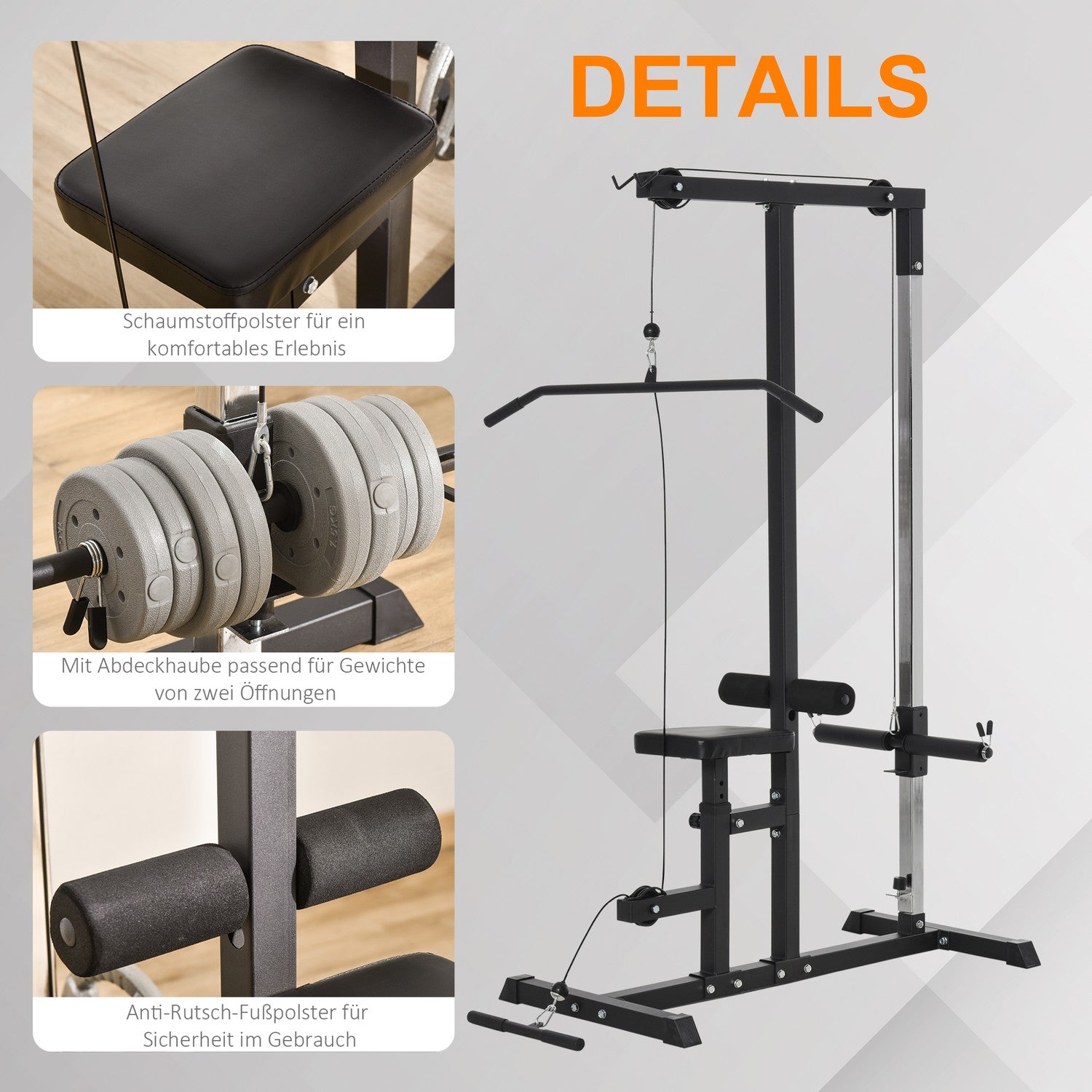 Stazione fitness multifunzione, seduta e puleggia regolabili