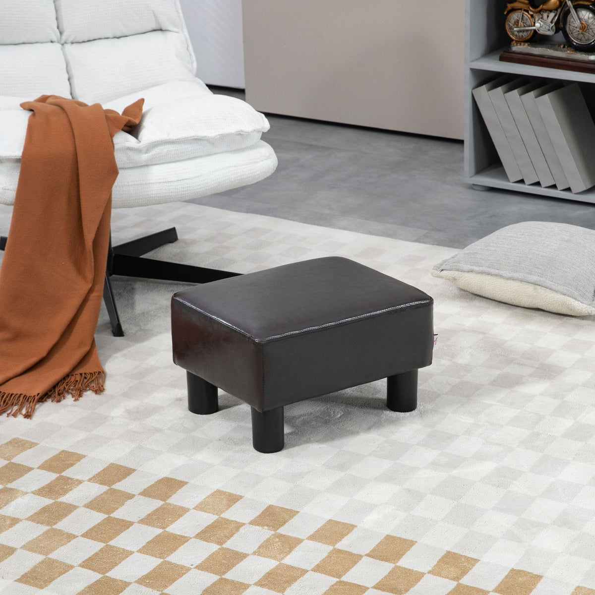 Ottomaans kunstleren voetenbankje, rechthoekig, draagvermogen 100 kg