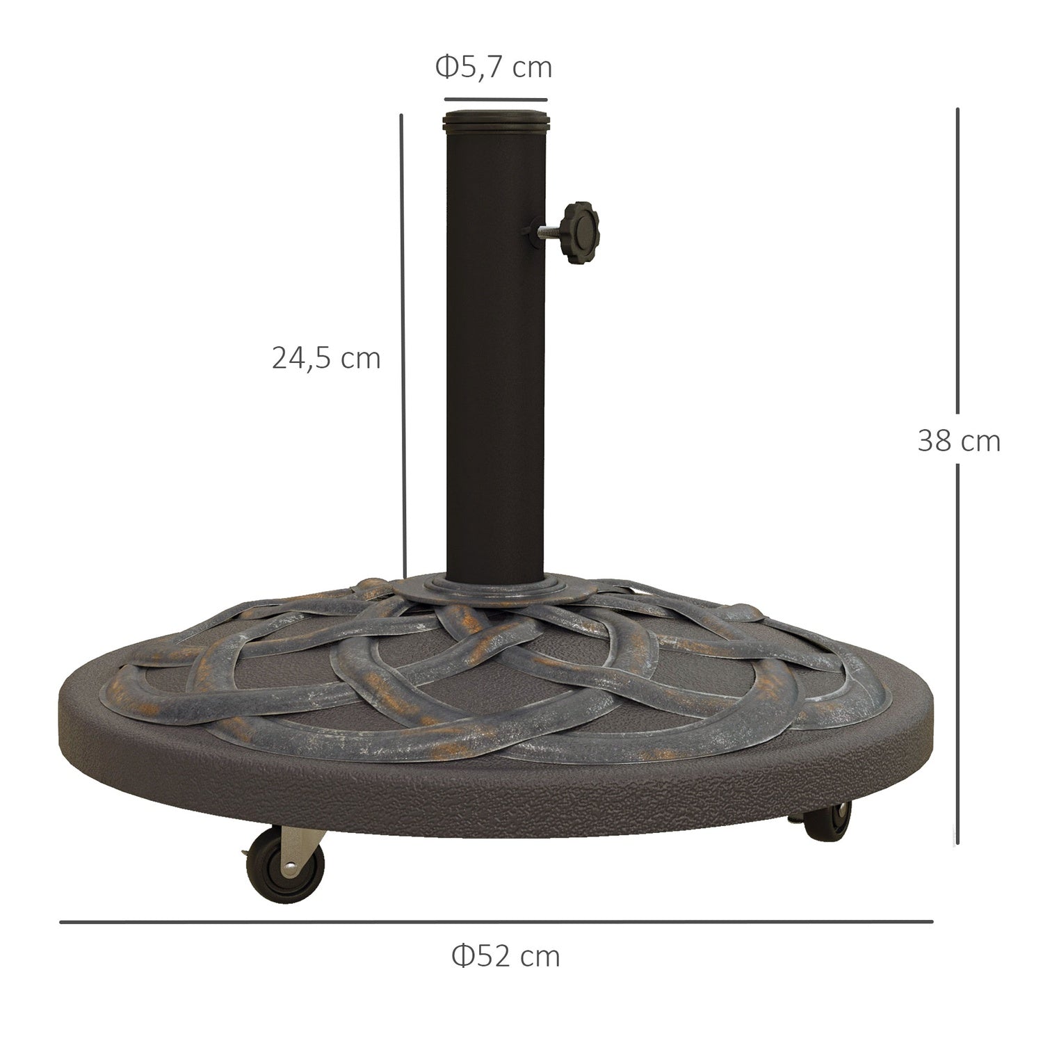 Paraplubak met wielen, verstelbaar, 25 kg, brons