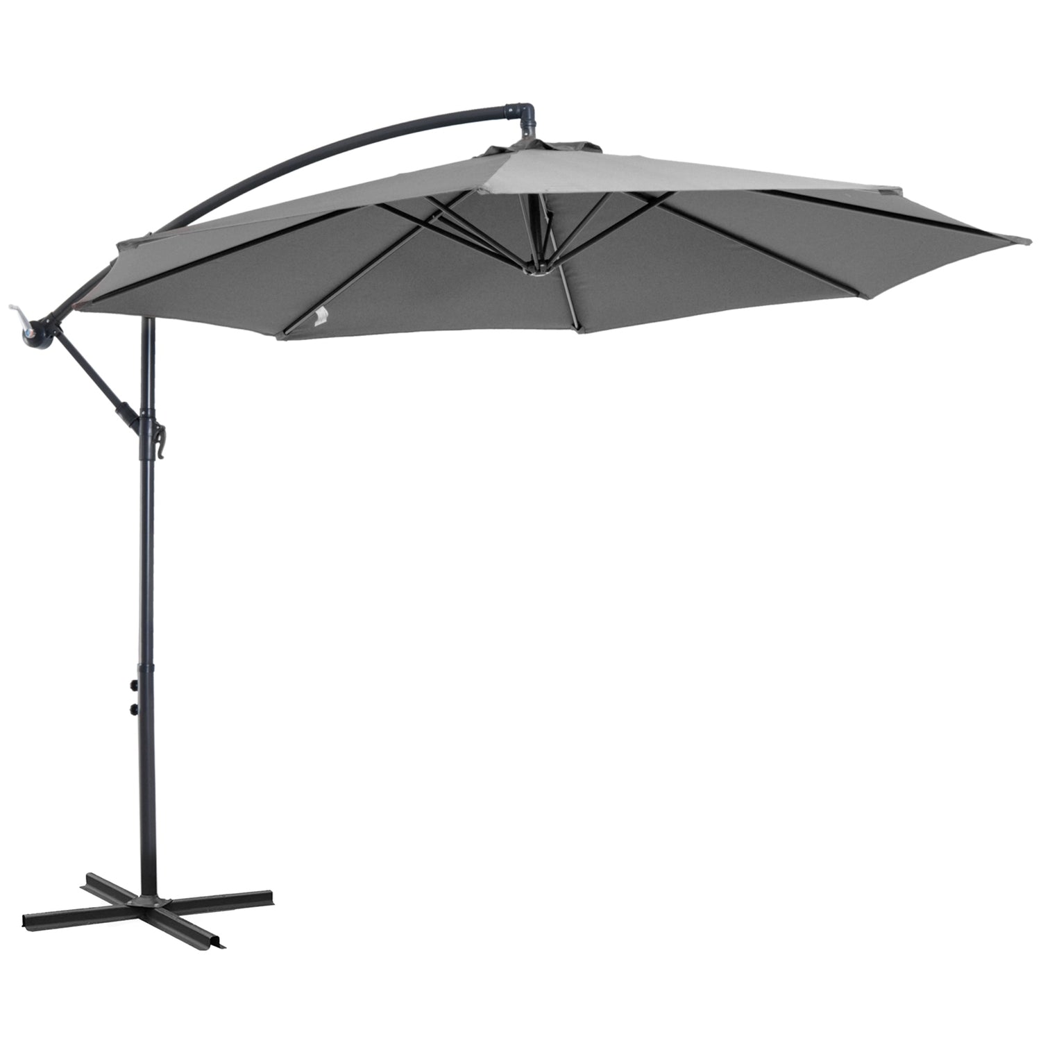 Parasol Crank Paraplu, Grijs, Ø2,95x2,45M, Stalen frame