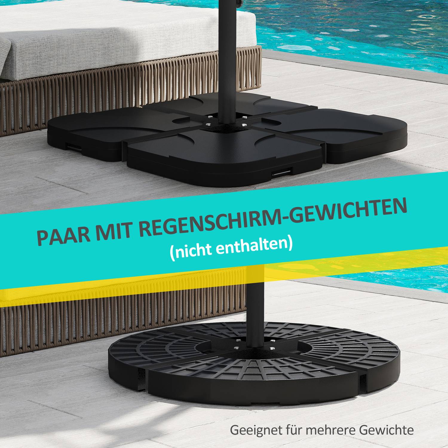 Parasolvoet, Zwart - 4 kg, Geschikt voor palen van Ø38-48 mm