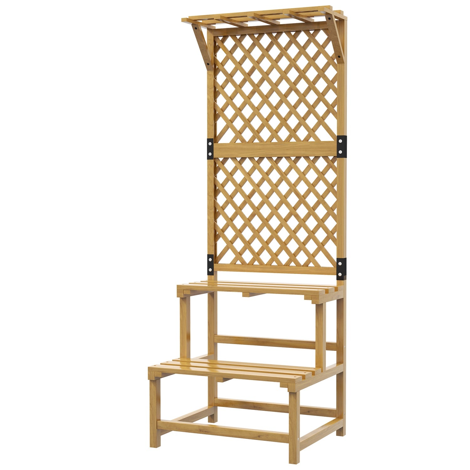 Plantställ i två plan, spaljédesign för trädgård, 60x50x166 cm