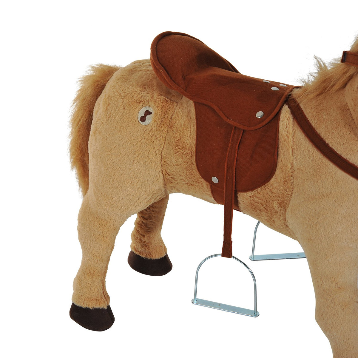 Pluchen hobbelpaard met geluid voor kinderen, Beige, 85 cm