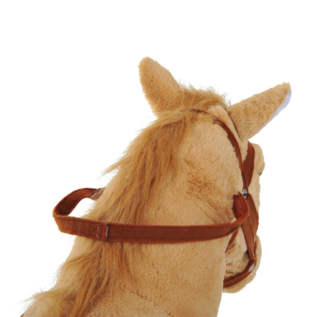 Pluchen hobbelpaard met geluid voor kinderen, Beige, 85 cm