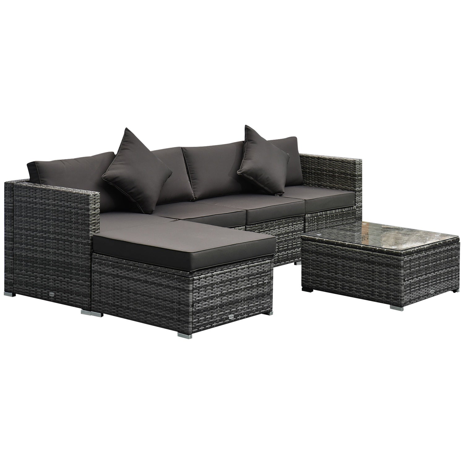 Polyrattan 4-persoons tuinmeubelset, grijs