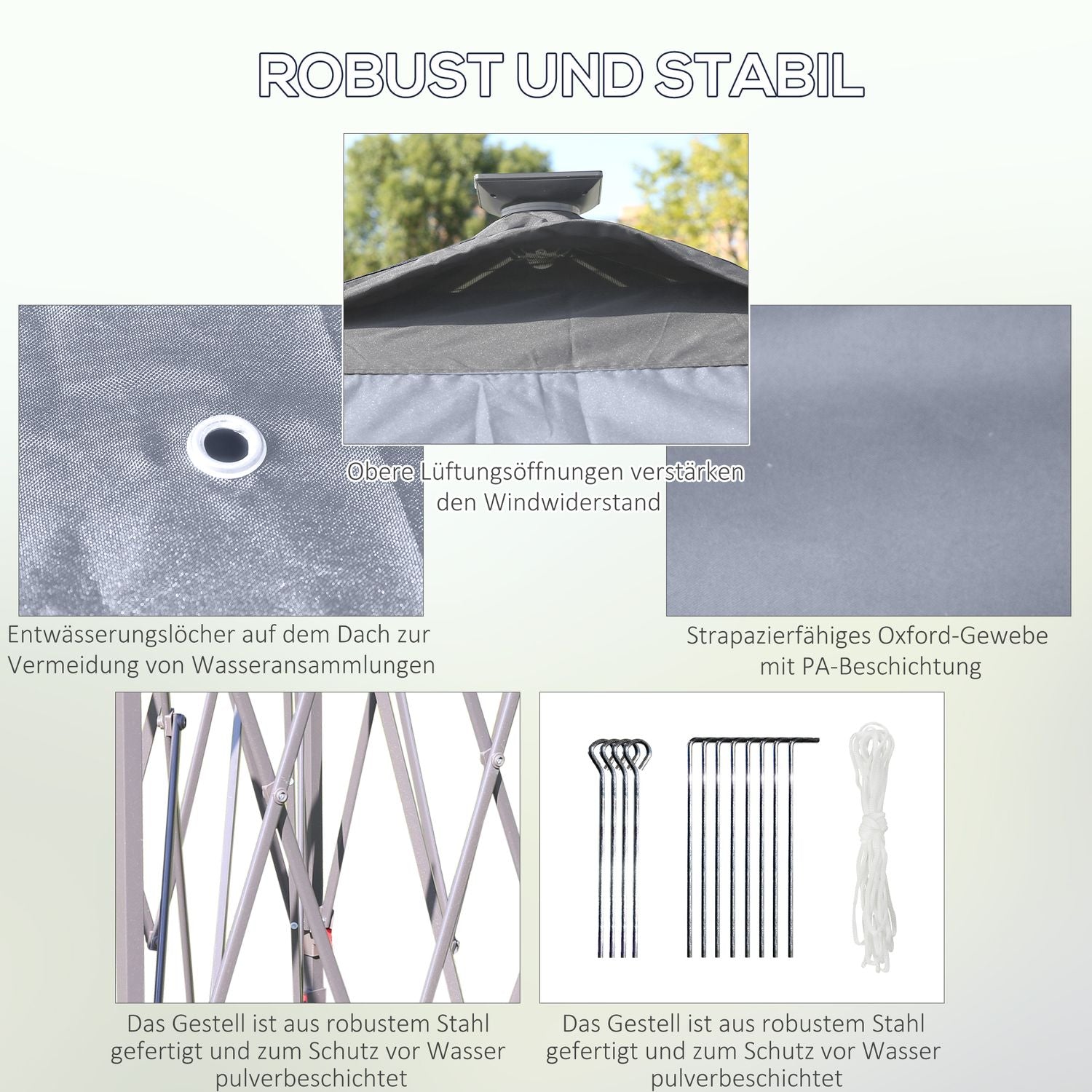 Pop-Up Partytent 3,3x3,3M met LED, Gaaswanden, Zonnescherm