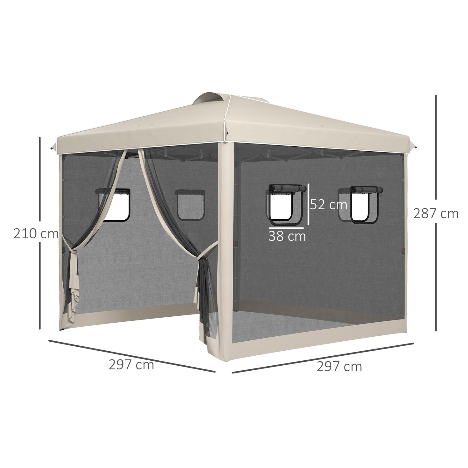 Pop-Up Partytent 3x3M met UV-bescherming & Gaasgordijnen