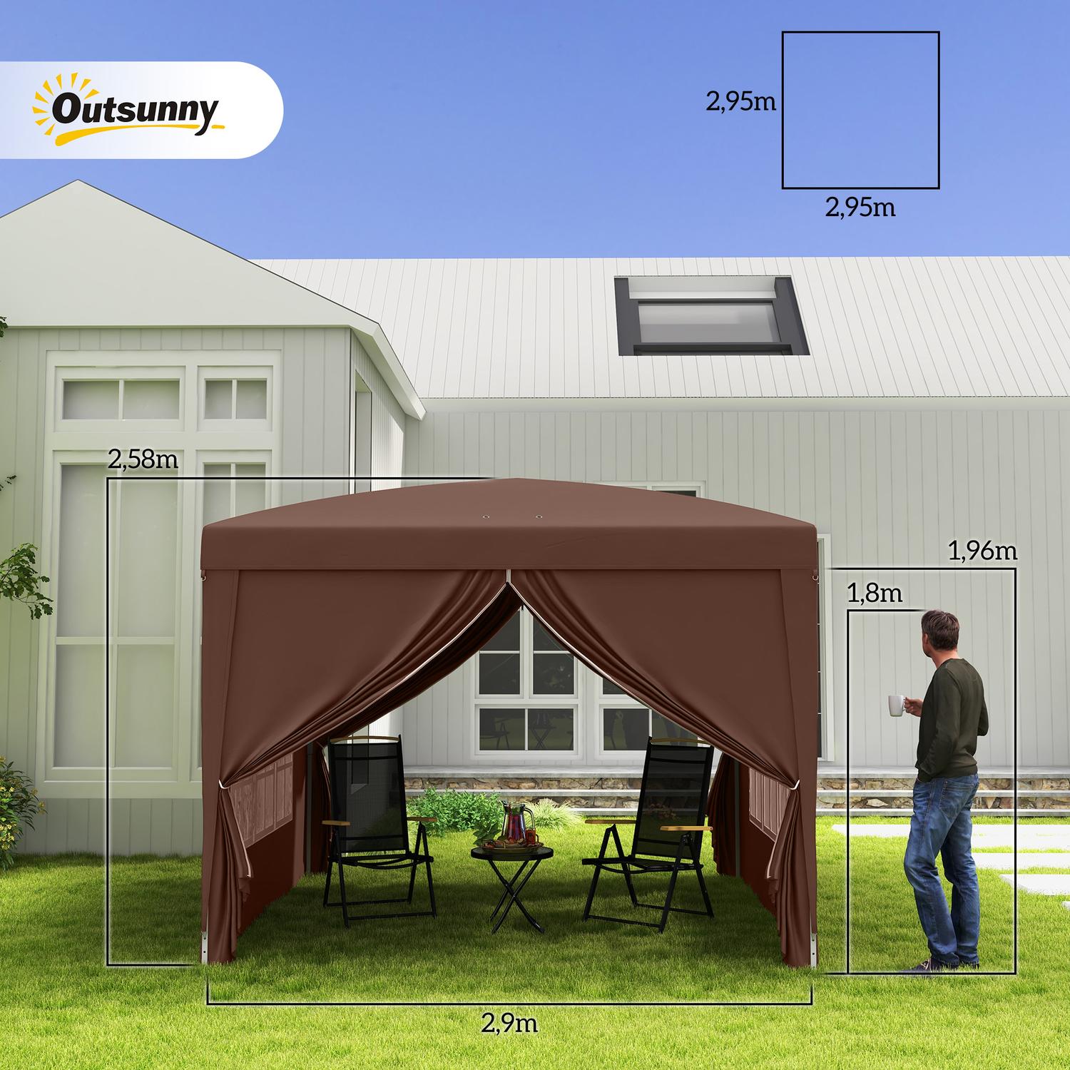 Pop-Up Partytent 3x3m, UV-bescherming, Waterafstotend, Stabiel