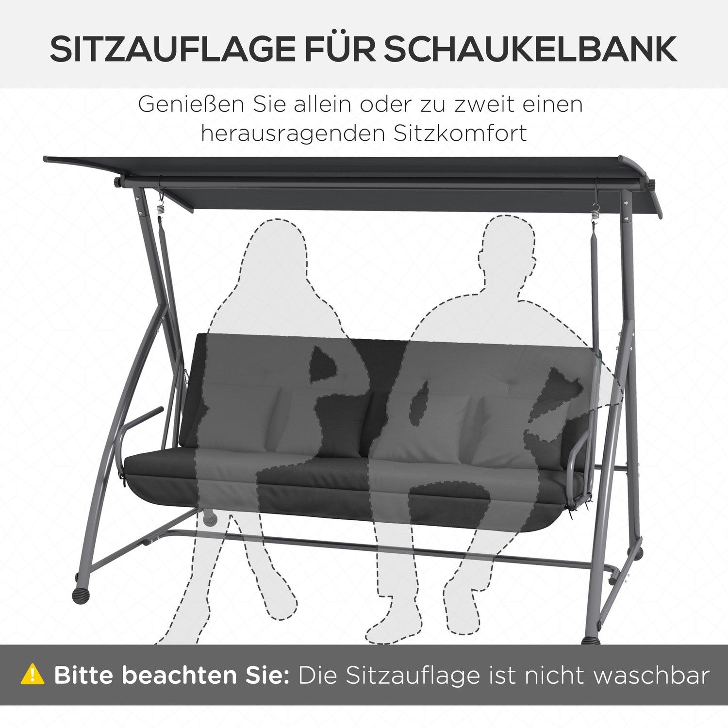 Verandaschommelkussenset – Donkergrijs, 170 cm