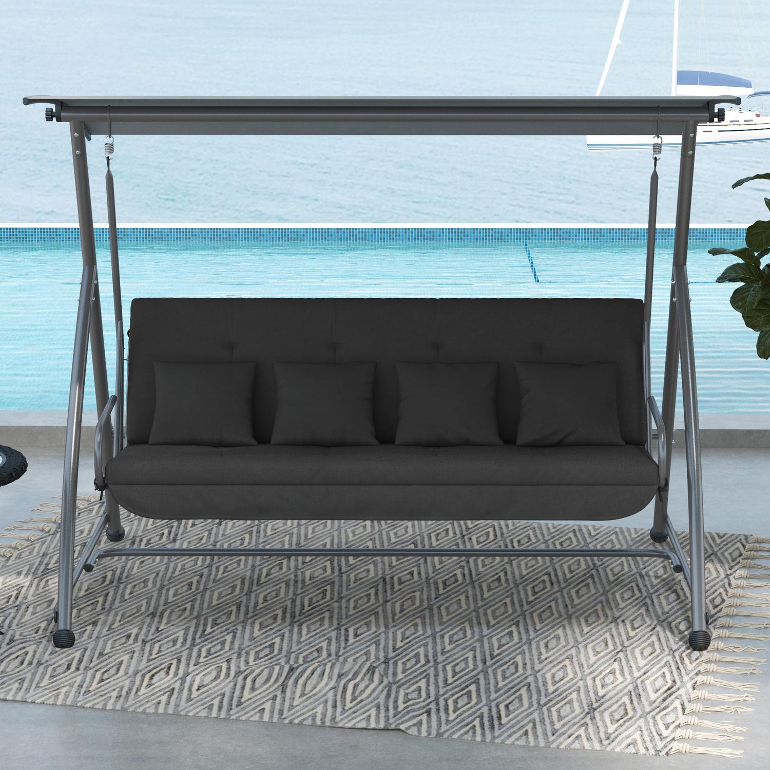 Verandaschommelkussenset – Donkergrijs, 170 cm