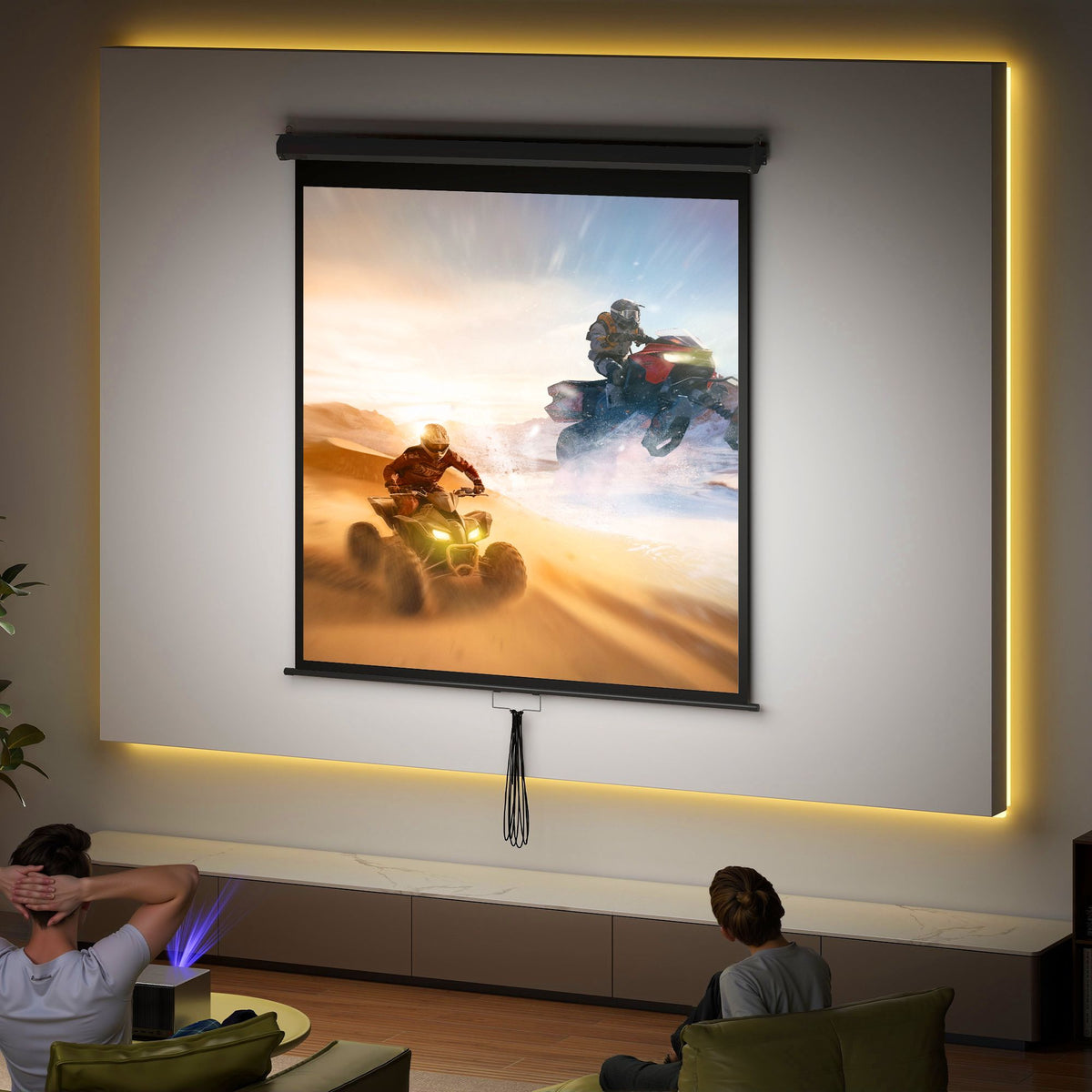 Projectiescherm 85 inch, 1:1 4K, wand- of plafondmontage