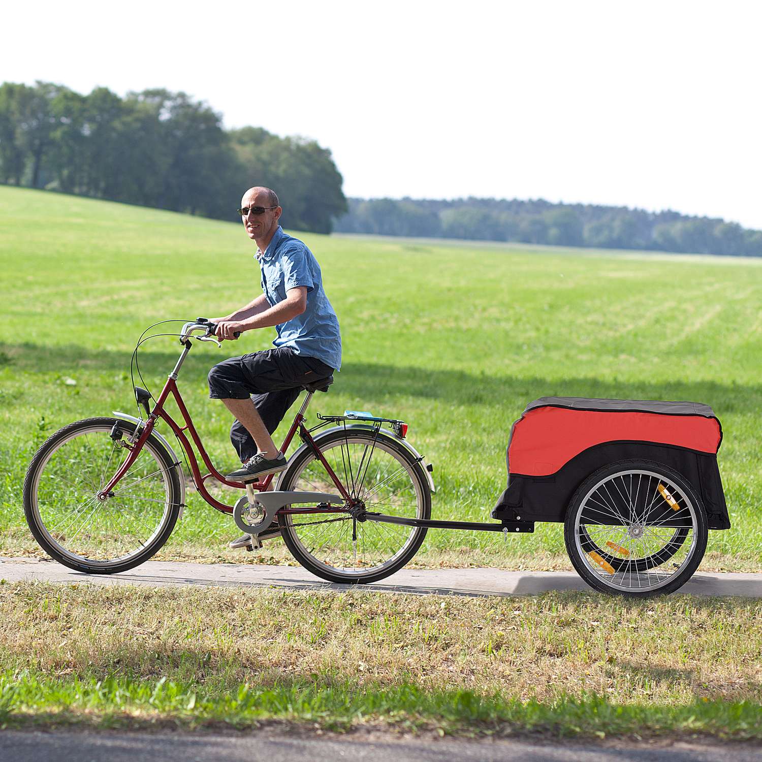 Rood-zwarte fietsbakfiets, transportopslag