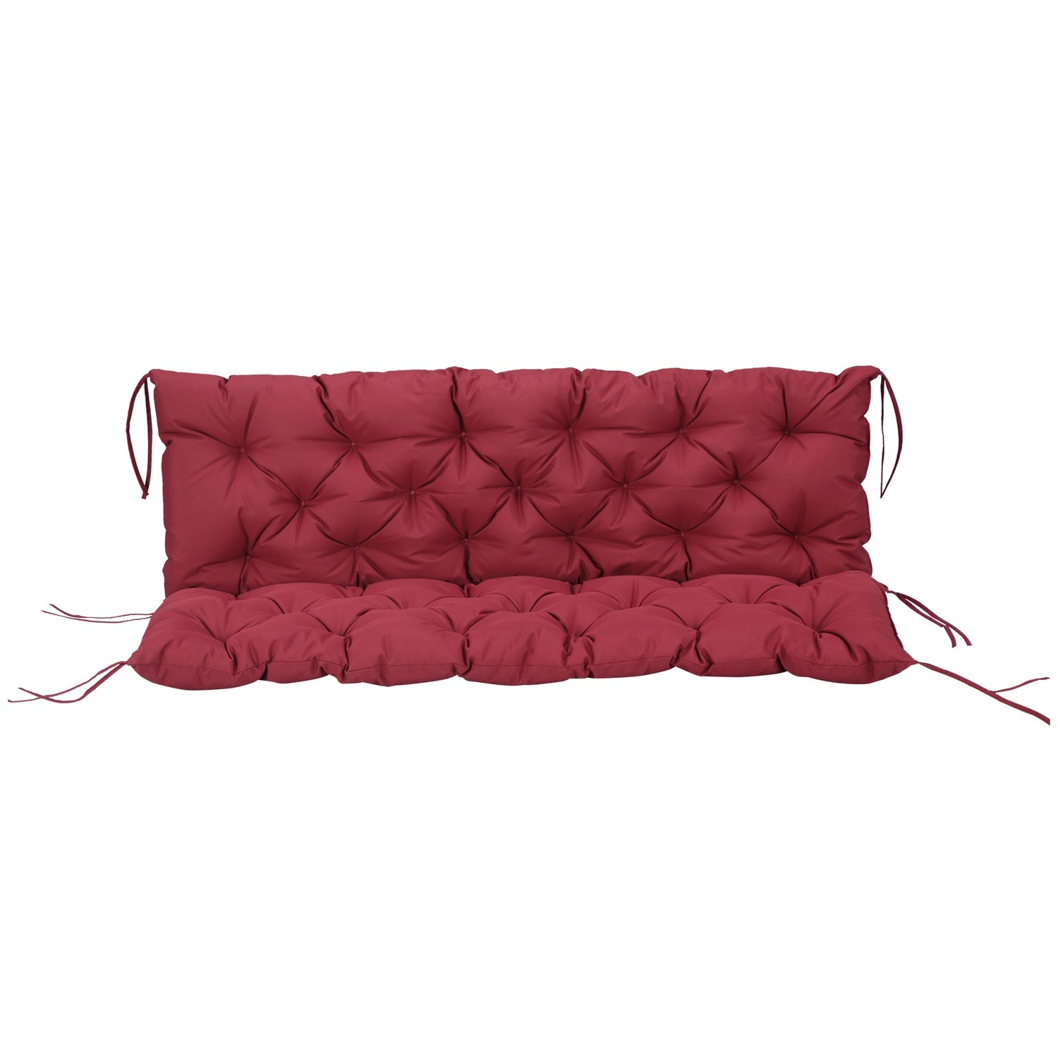 Rotes Outdoor-Bankkissen mit Bändern, 3-Sitzer, 150x98x8 cm