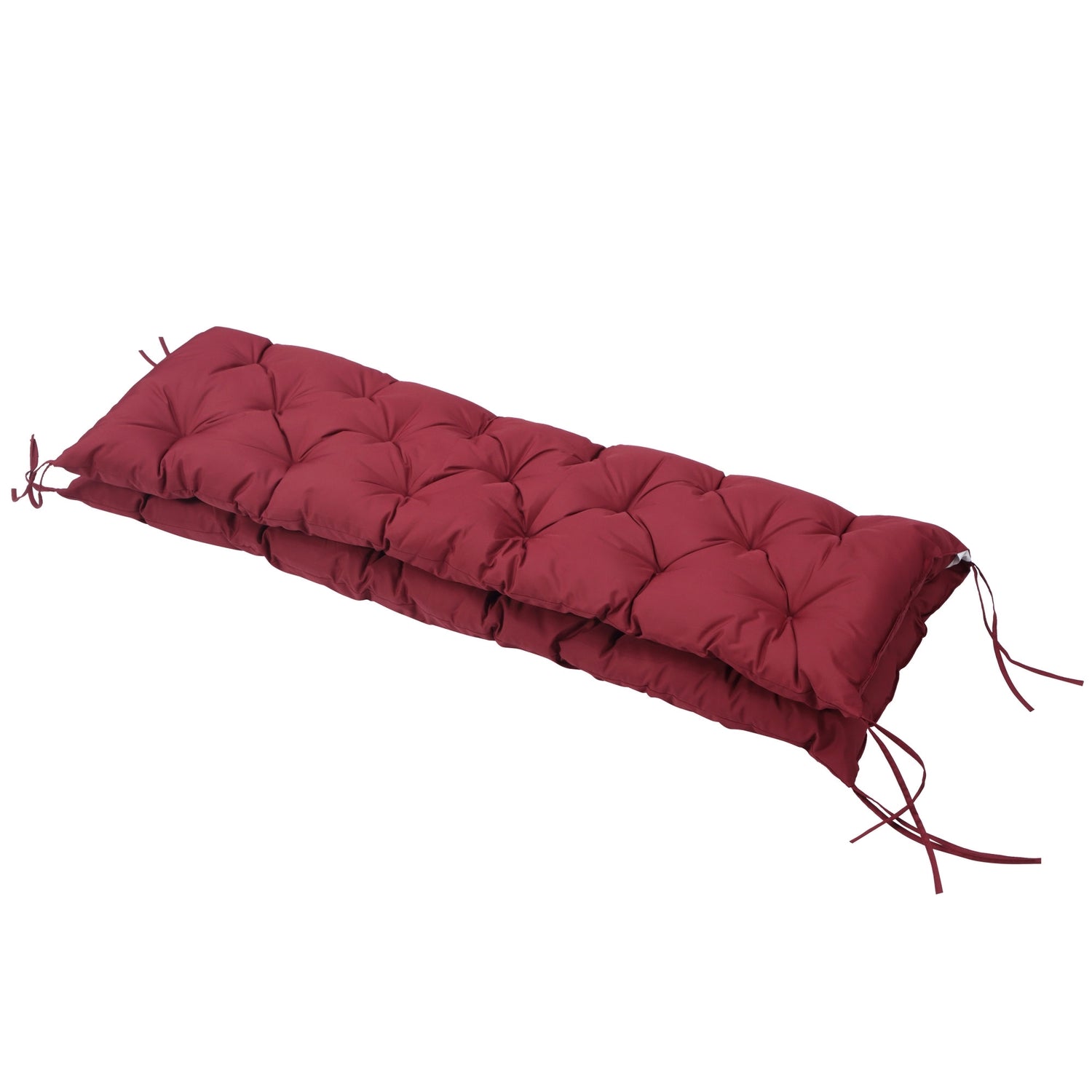 Rotes Outdoor-Bankkissen mit Bändern, 3-Sitzer, 150x98x8 cm