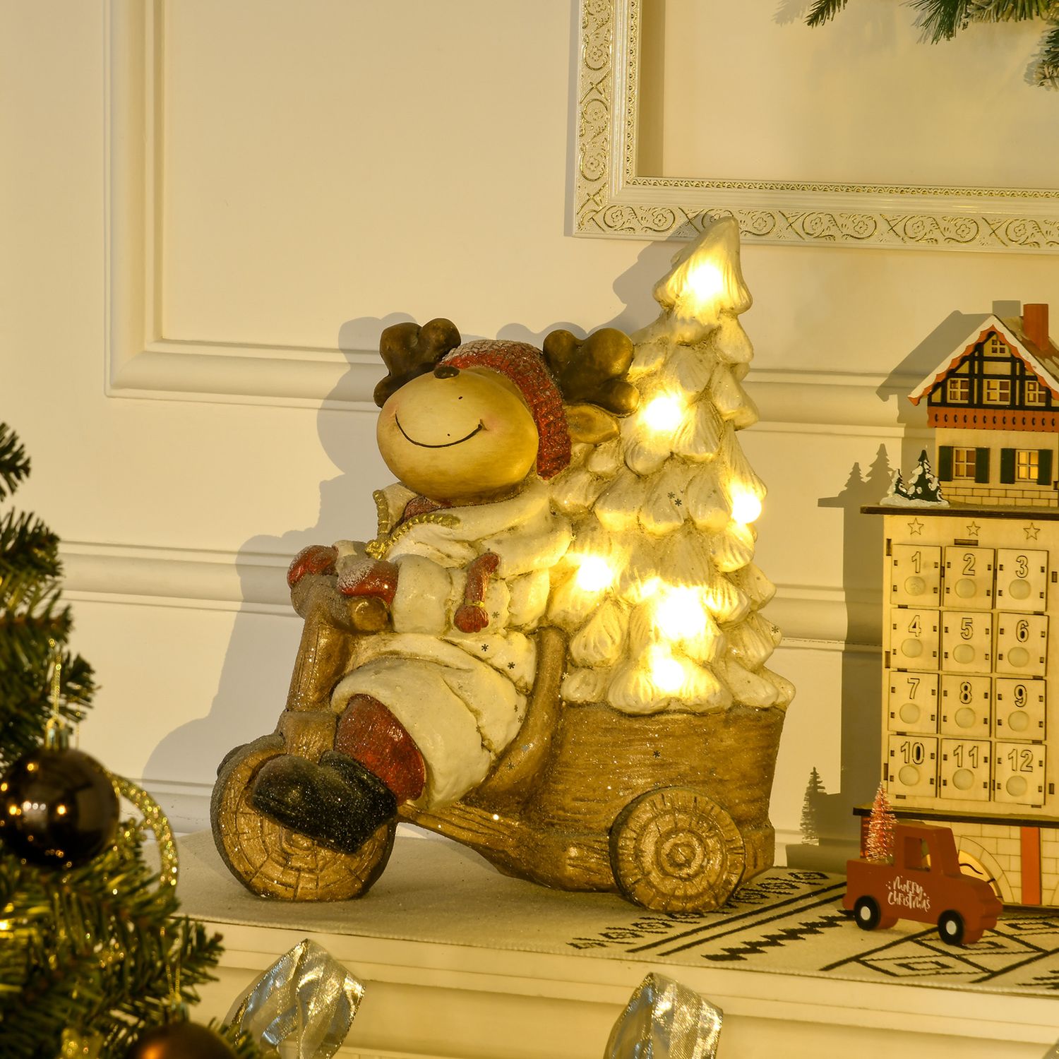 Nette kerstversiering met LED-verlichting, 44cm