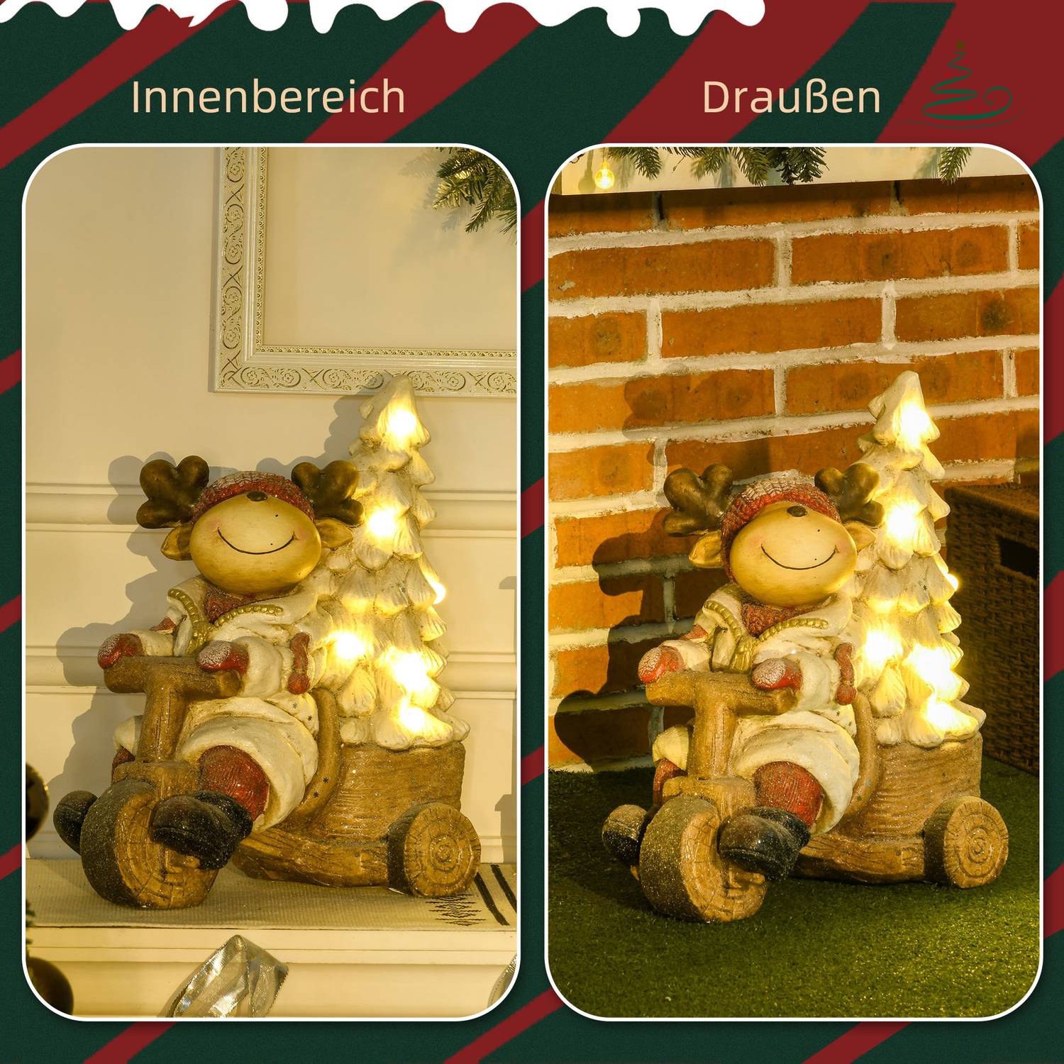 Nette kerstversiering met LED-verlichting, 44cm