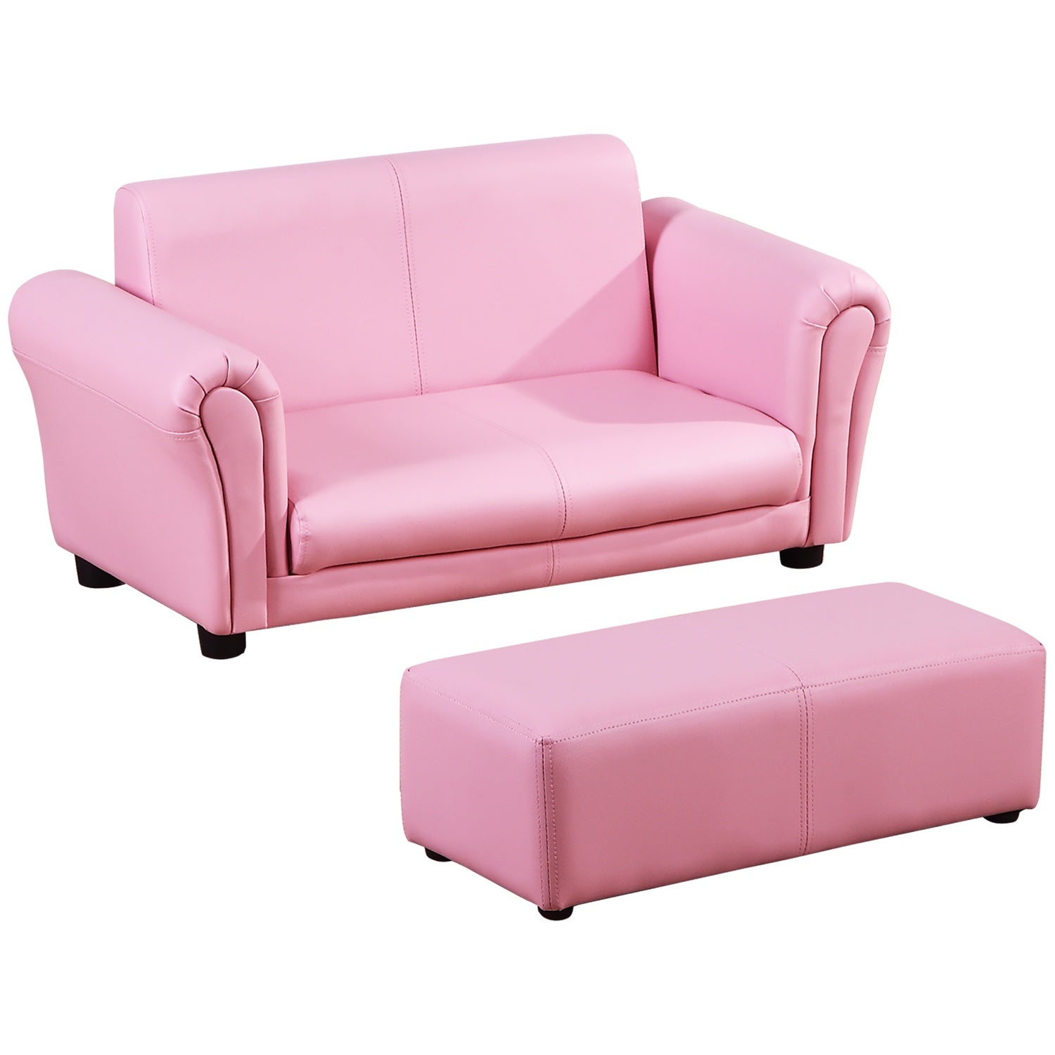 Roze kinderfauteuil & voetenbank – 83x42x41cm, Comfort Set