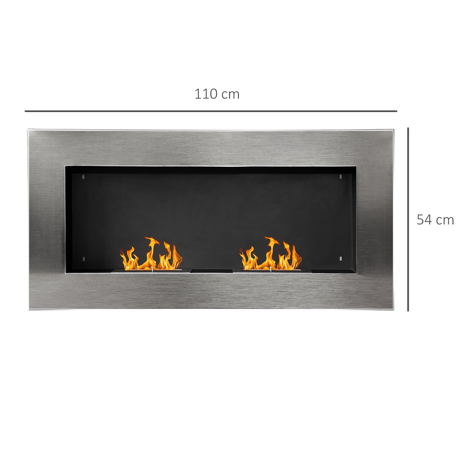 Roestvrijstalen Wandgemonteerde Bio-ethanol Haard 110x54x14 cm
