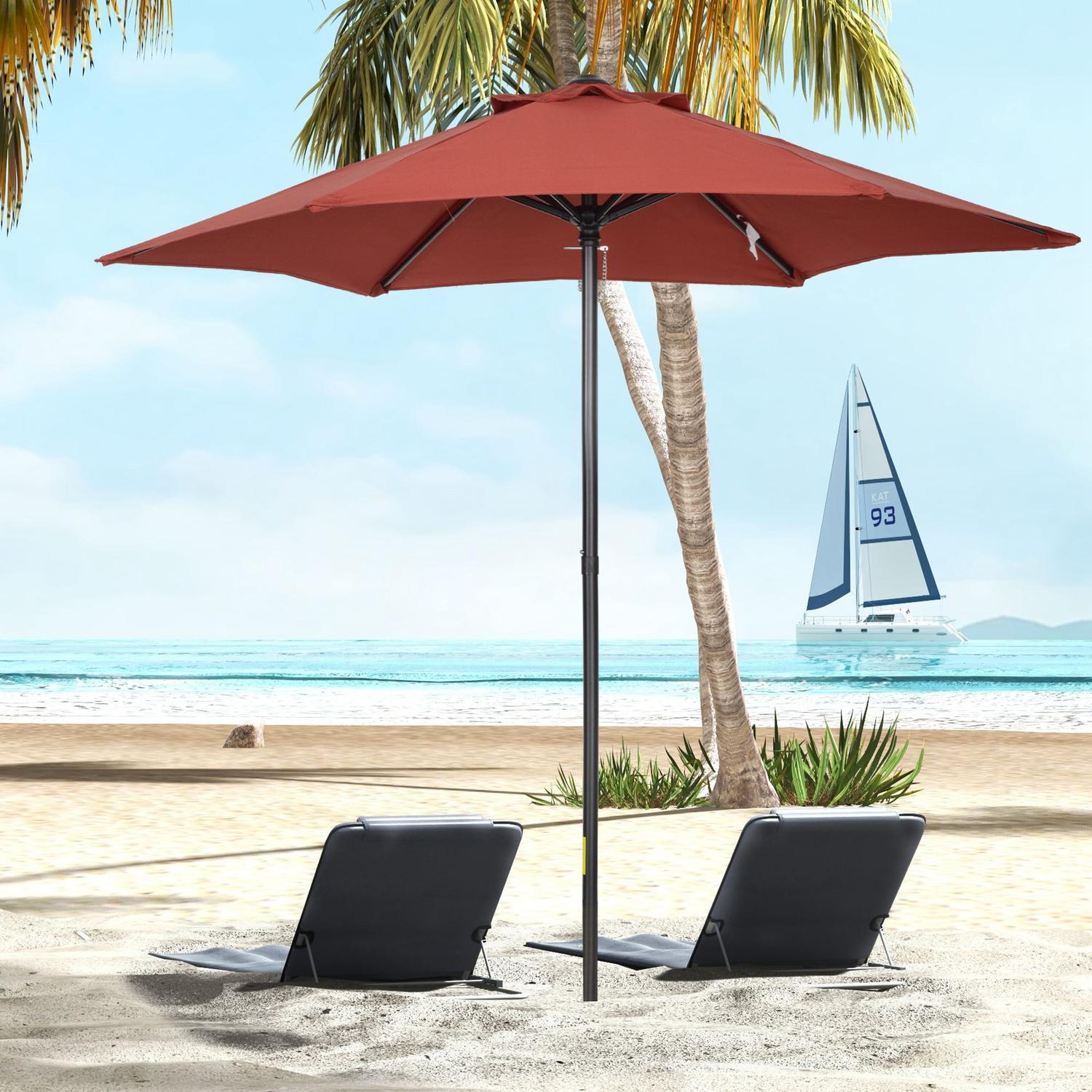 Draaibare windbestendige parasol Ø196 cm – Wijnrood zonnescherm