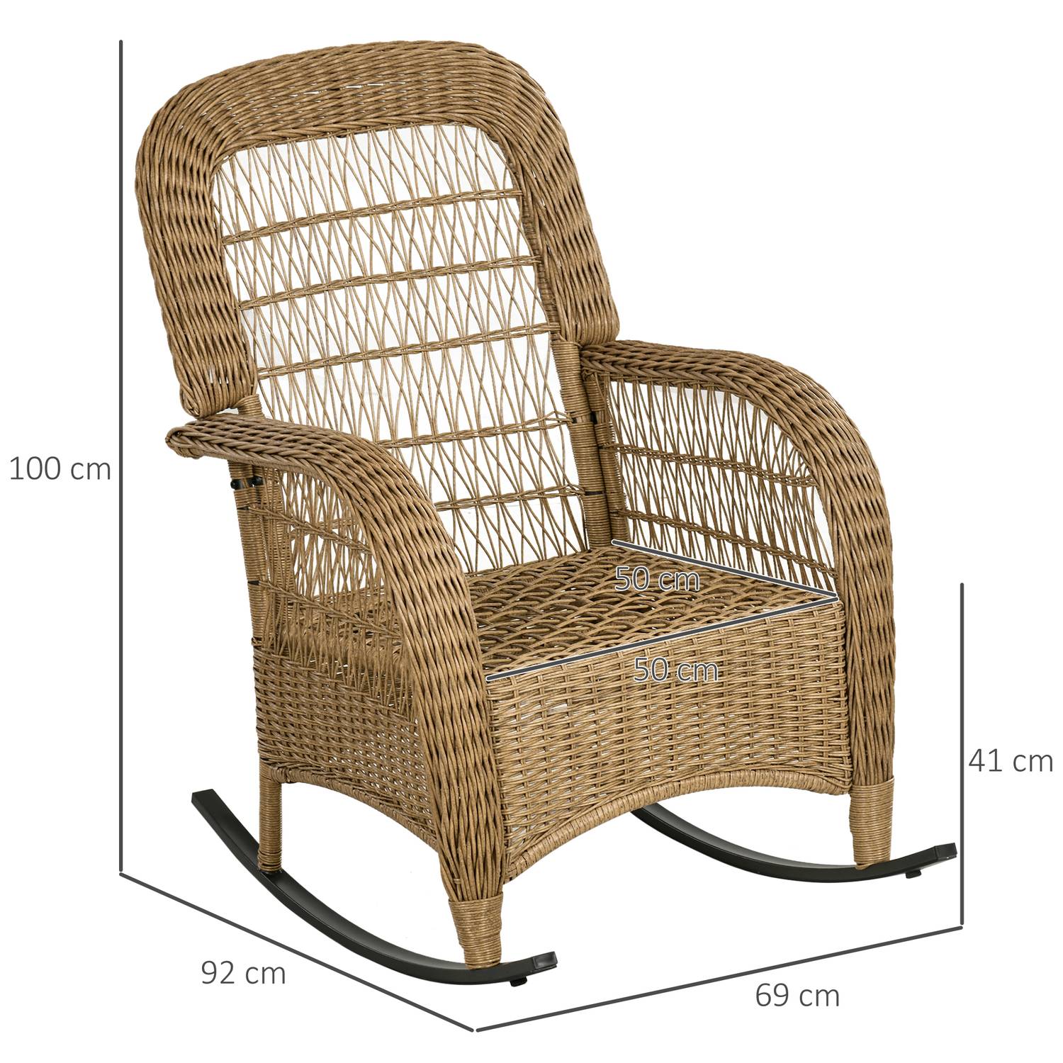 Rotan schommelstoel met kussens, gele, wasbare hoezen
