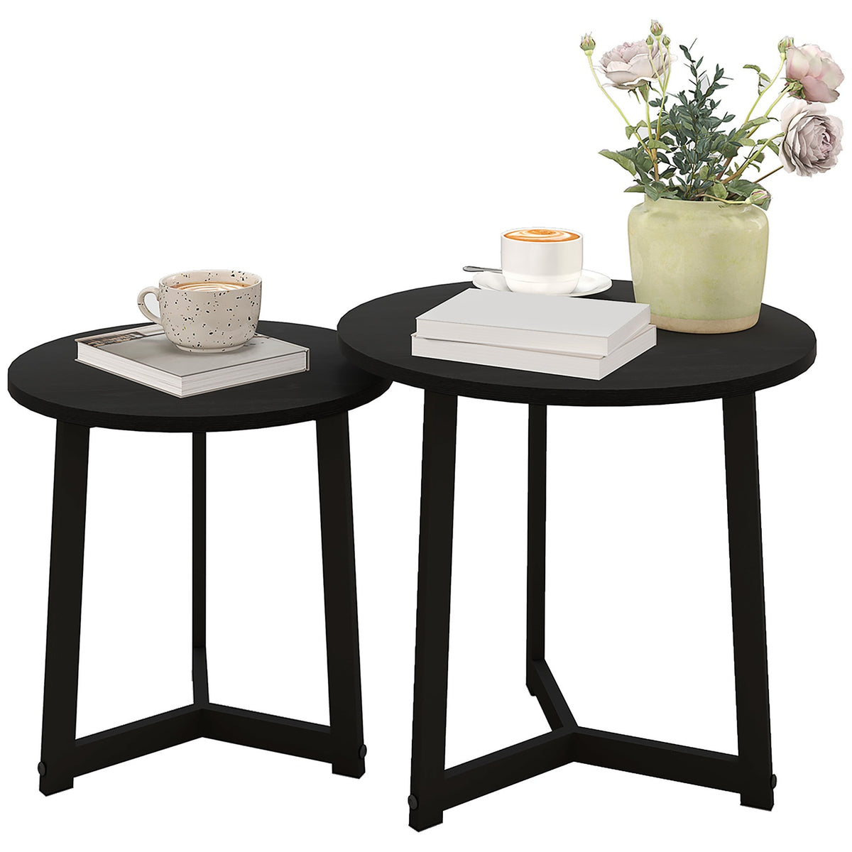 Ronde salontafel met stalen frame – modern zwart design