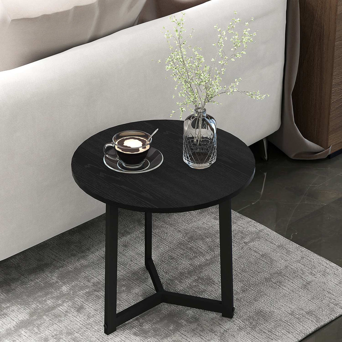 Ronde salontafel met stalen frame – modern zwart design