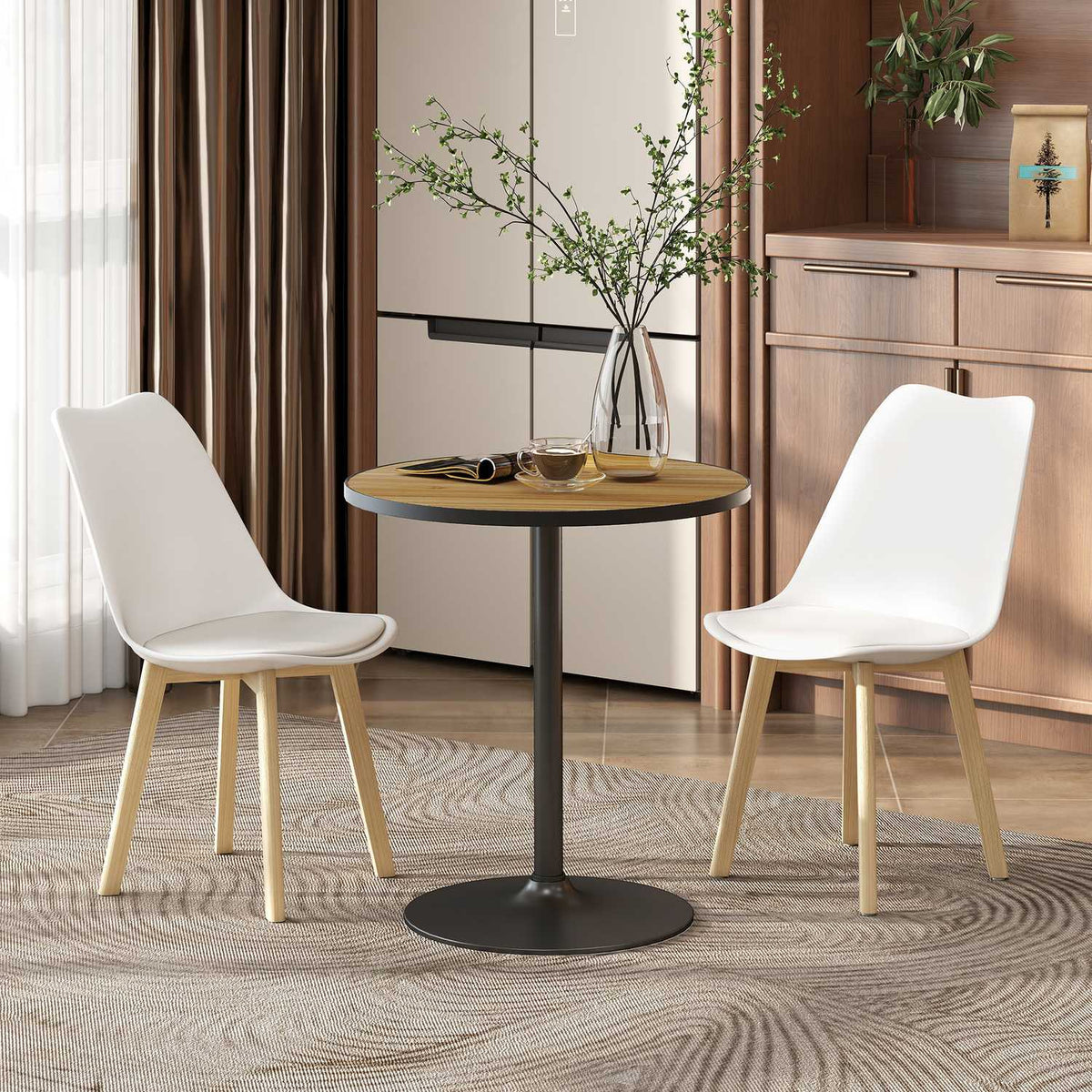 Ronde eettafel, eikenlook, compact design, voor 2-4 personen, eiken