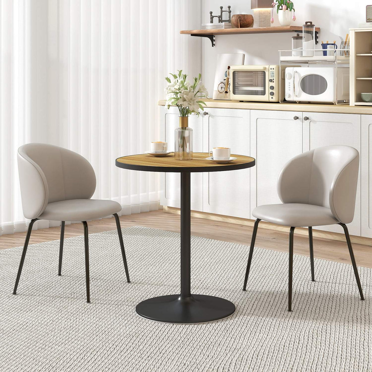 Ronde eettafel, eikenlook, compact design, voor 2-4 personen, eiken