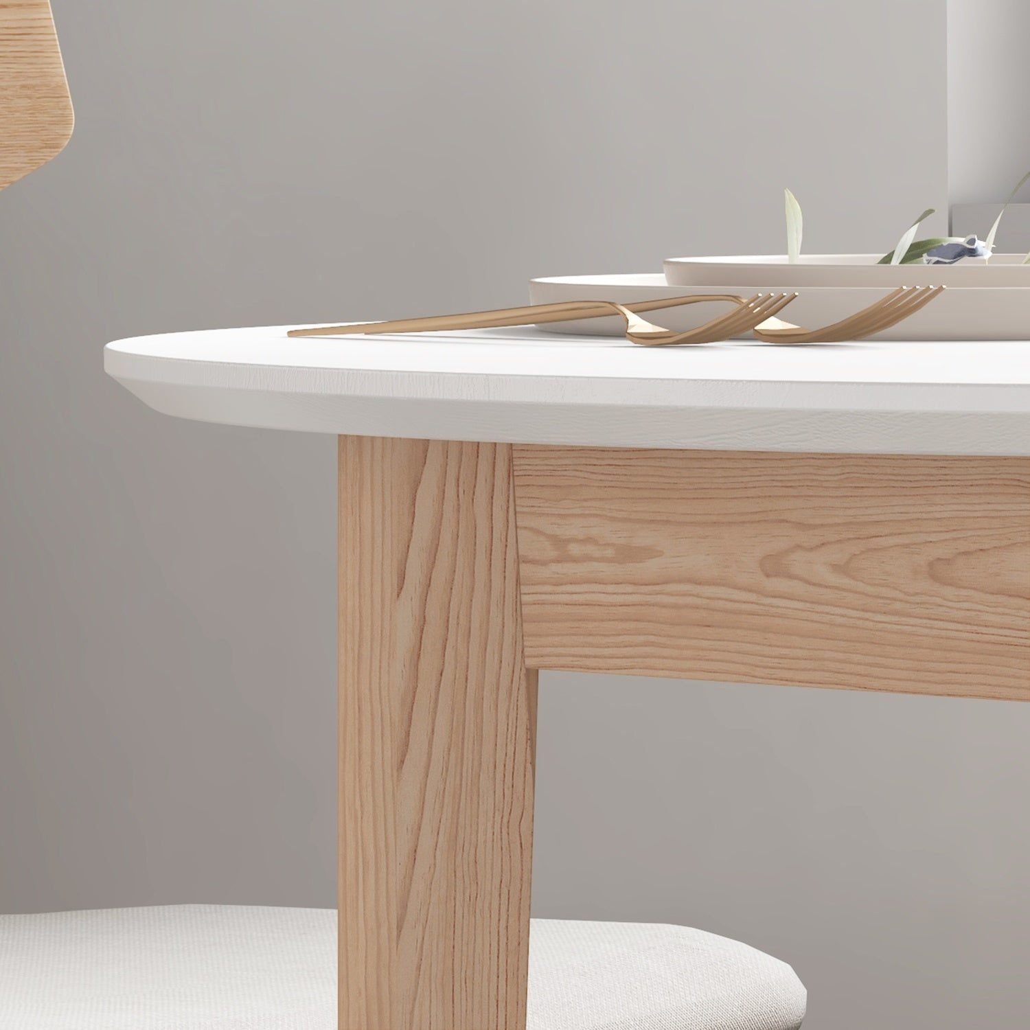 Ronde eettafel voor 2, massief hout, 75 cm, wit gelakt
