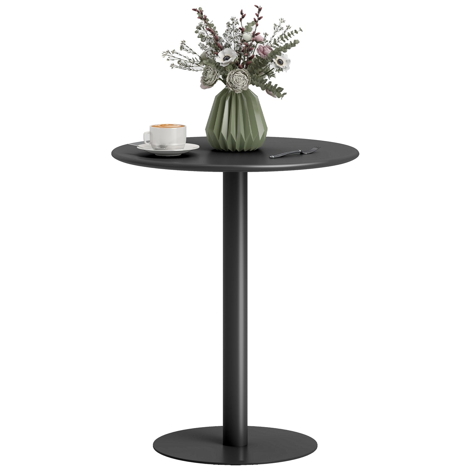 Ronde eettafel voor 2 personen, staal, voor binnen en buiten, zwart