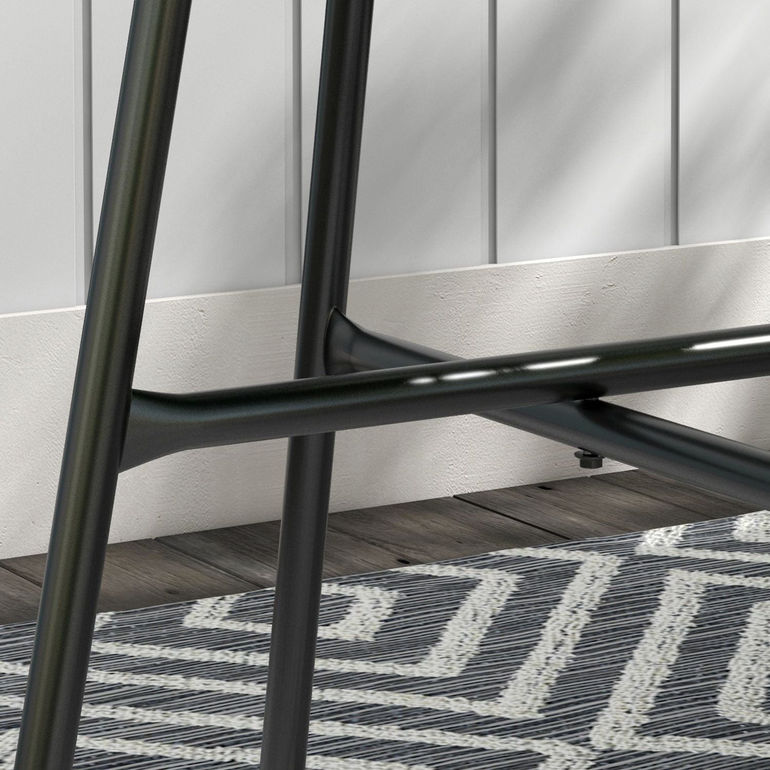 Ronde salontafel van rotan – Glazen blad, 50x50x50cm, zwart/grijs