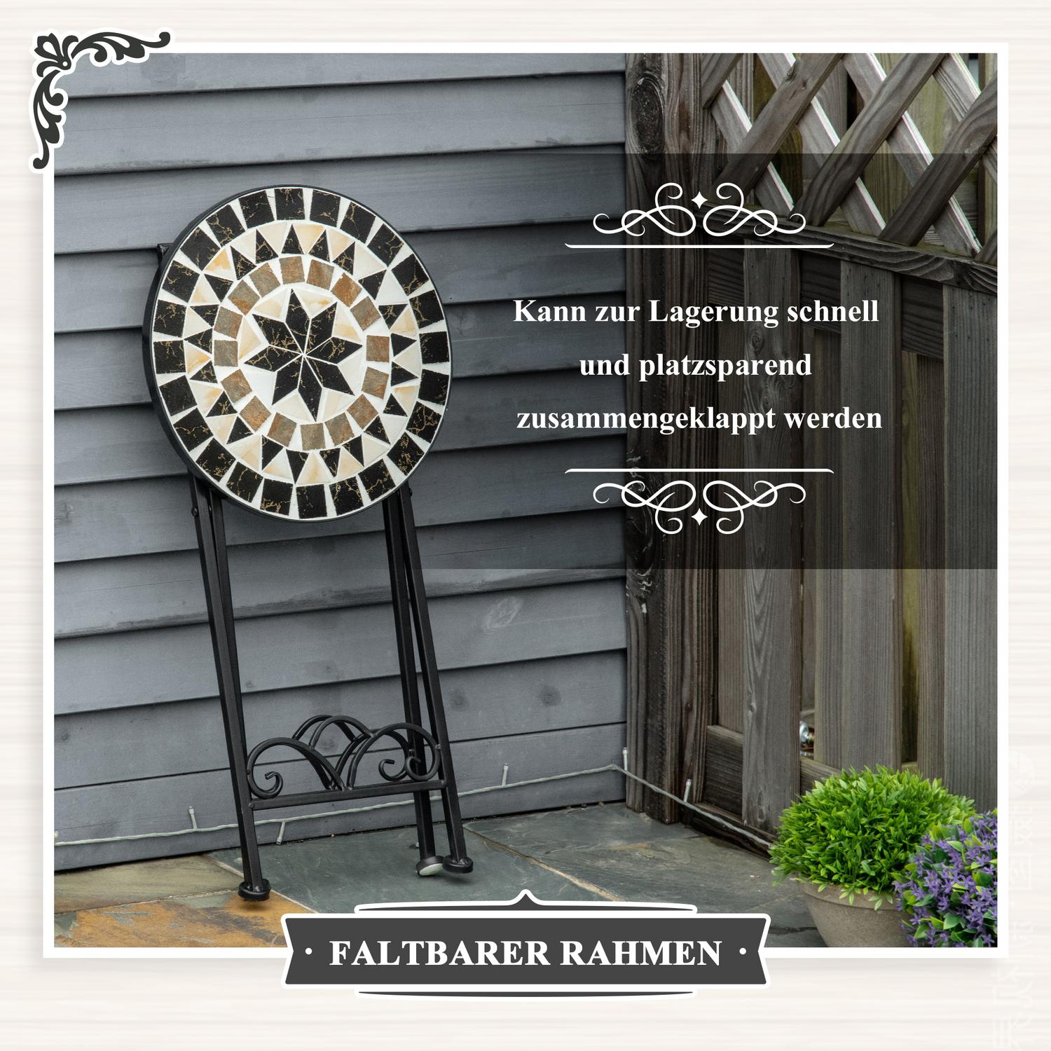 Rond mozaïek plantenrek, Ø36X67cm, opvouwbaar, binnen/buiten