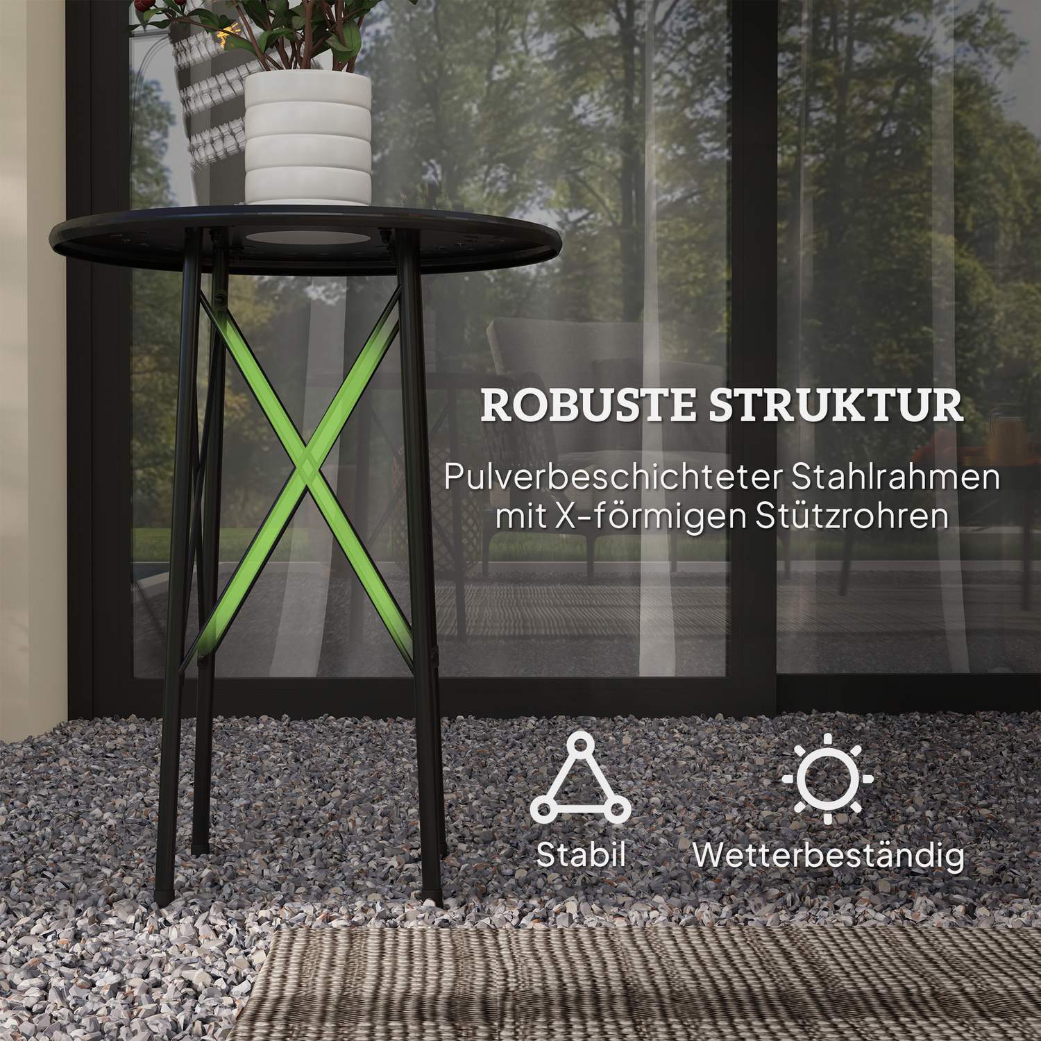 Ronde stalen buitentafel, Ø40x50cm, weerbestendig ontwerp