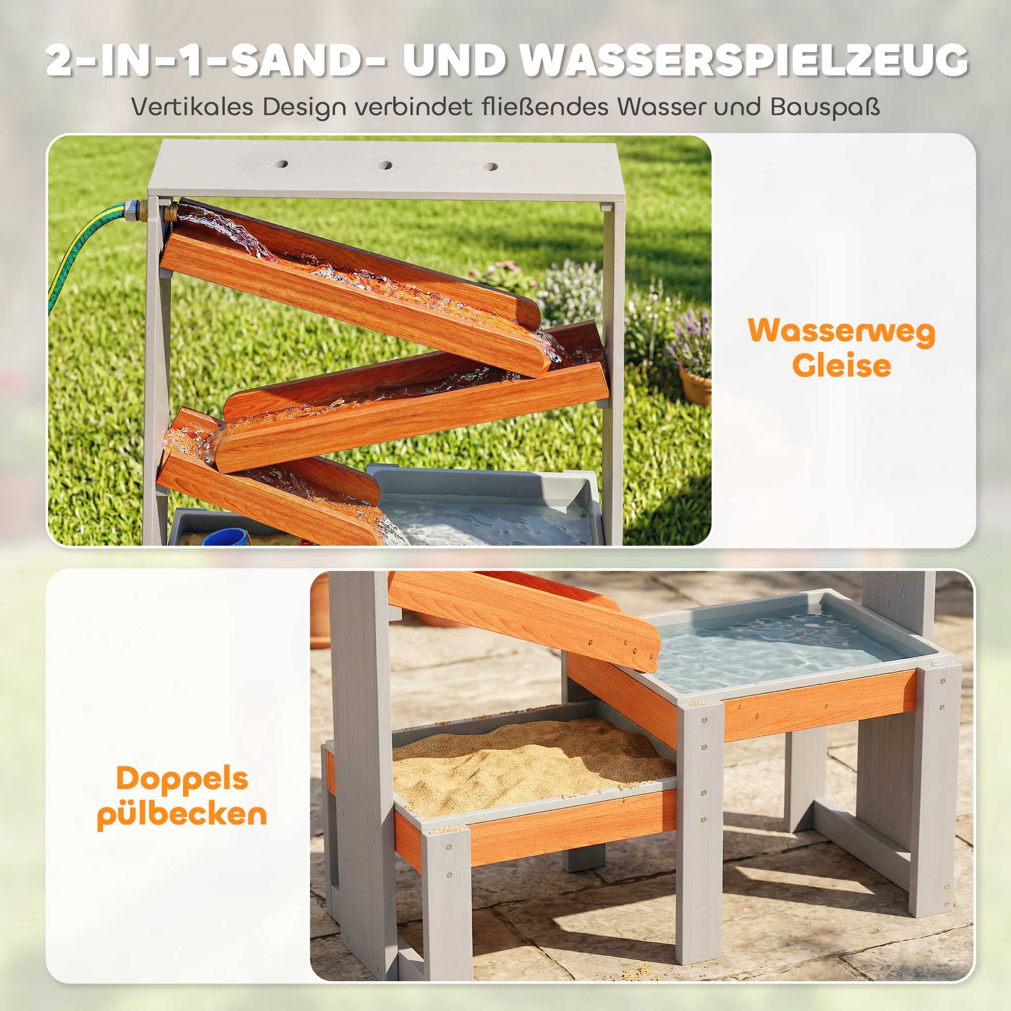 Sand- och vattenbord för barn med avtagbara bassänger, 3-8 år