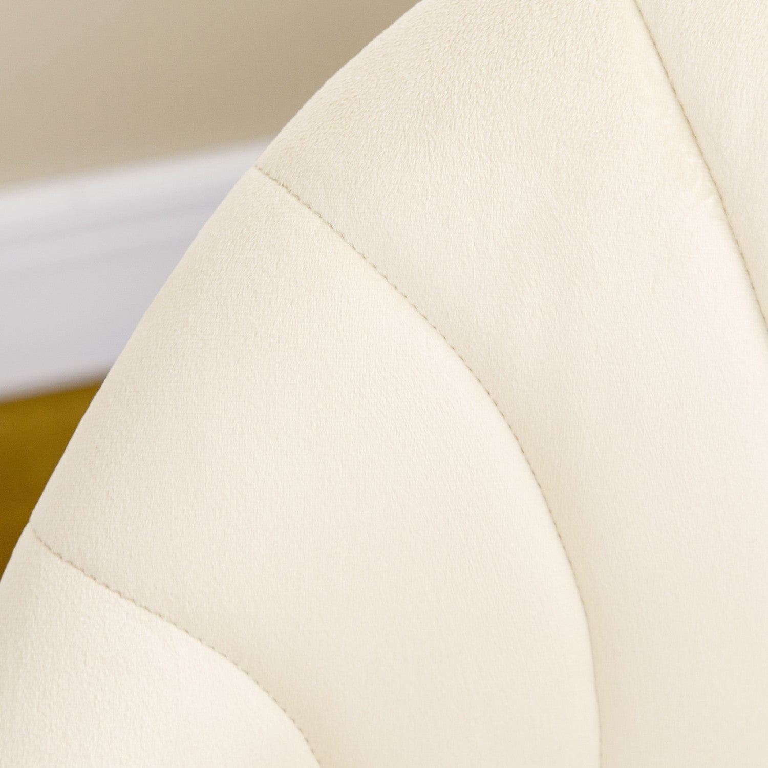 Set van 2 gestoffeerde eetkamerstoelen, Fluweellook, Crème