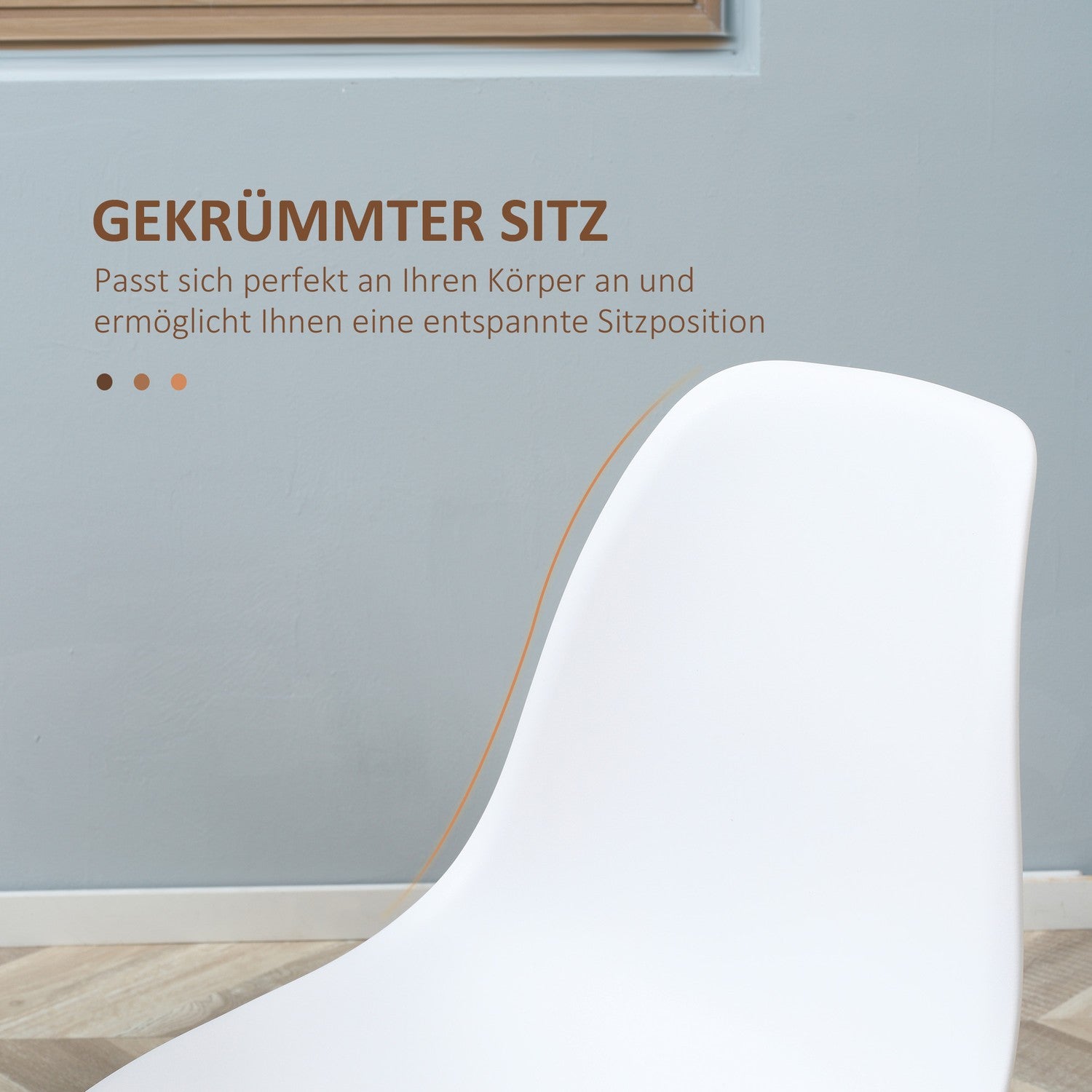 Set van 4 eetkamerstoelen, metalen poten, wit & naturel