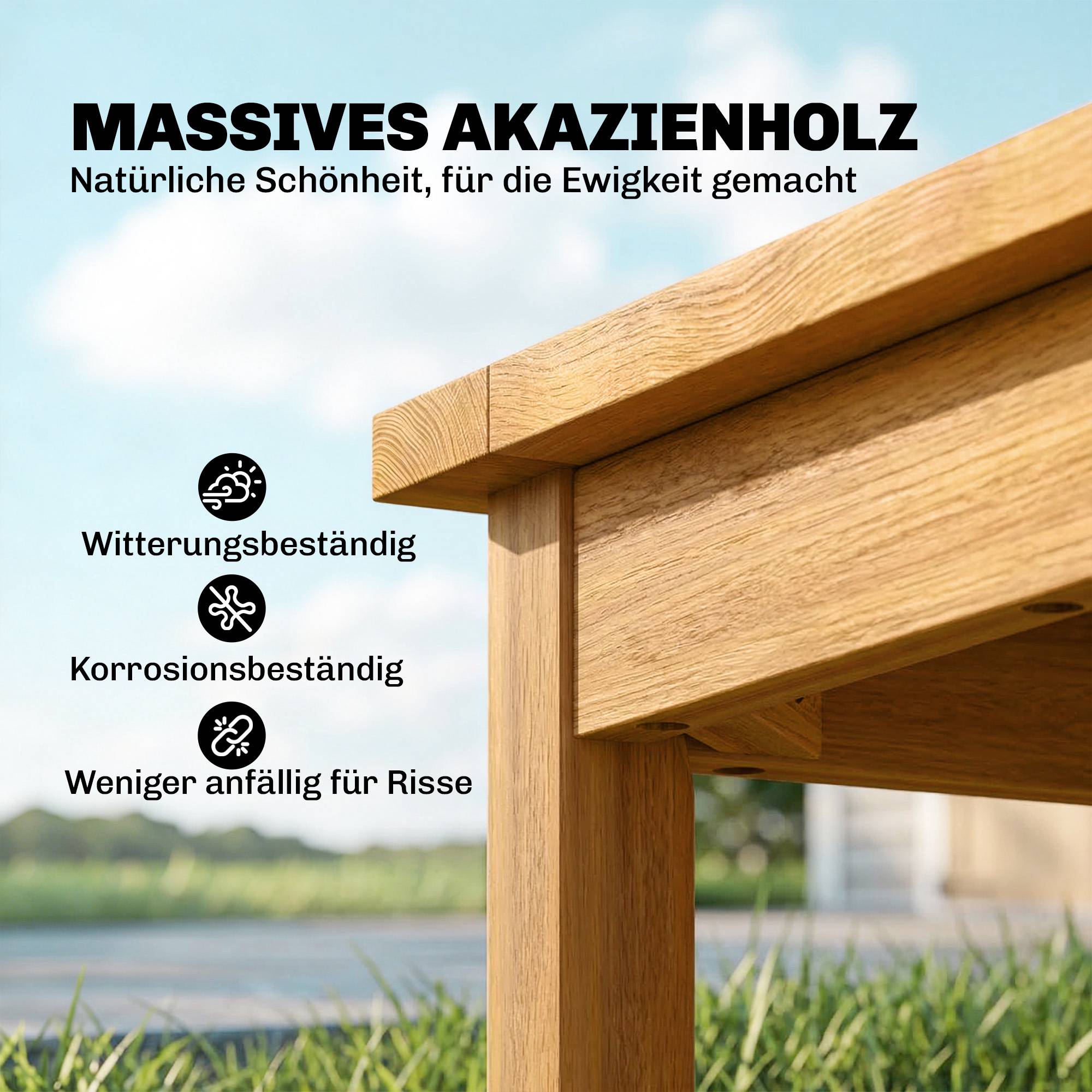 Sidobord för utomhusbruk, 48x48 cm akaciaträ, justerbara fötter
