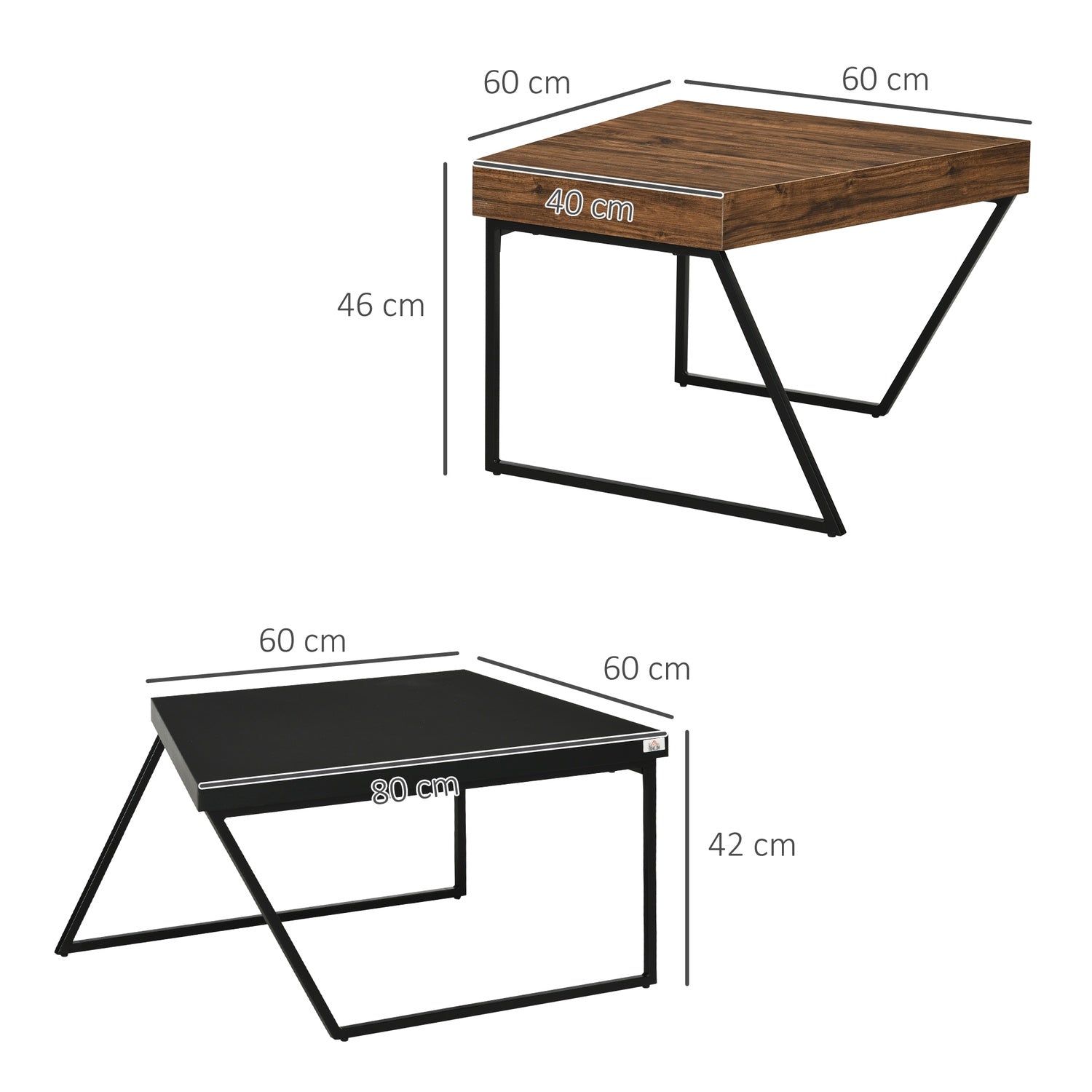 Bijzettafel van industrieel staal – geometrisch design, zwart