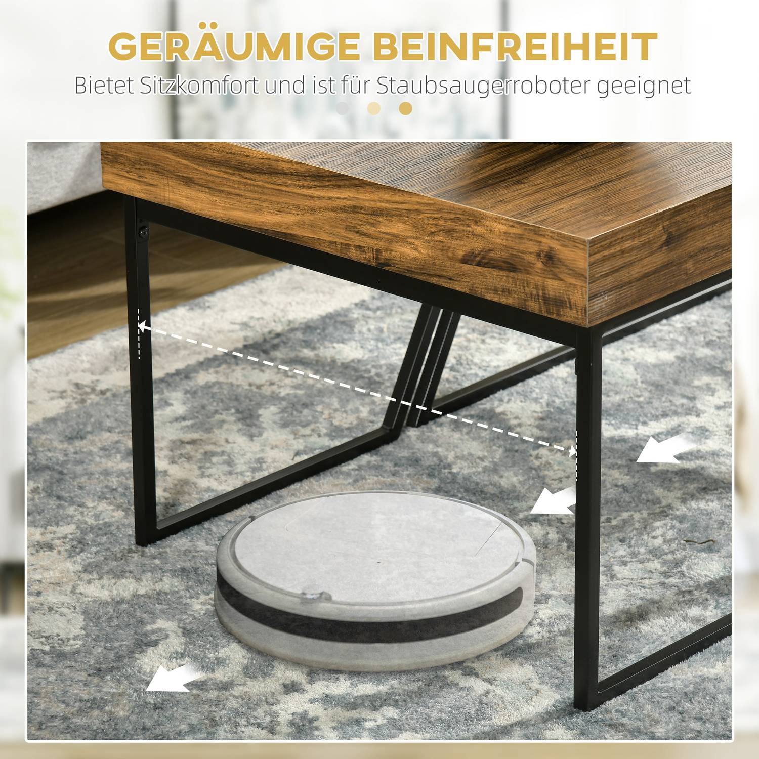 Bijzettafel van industrieel staal – geometrisch design, zwart