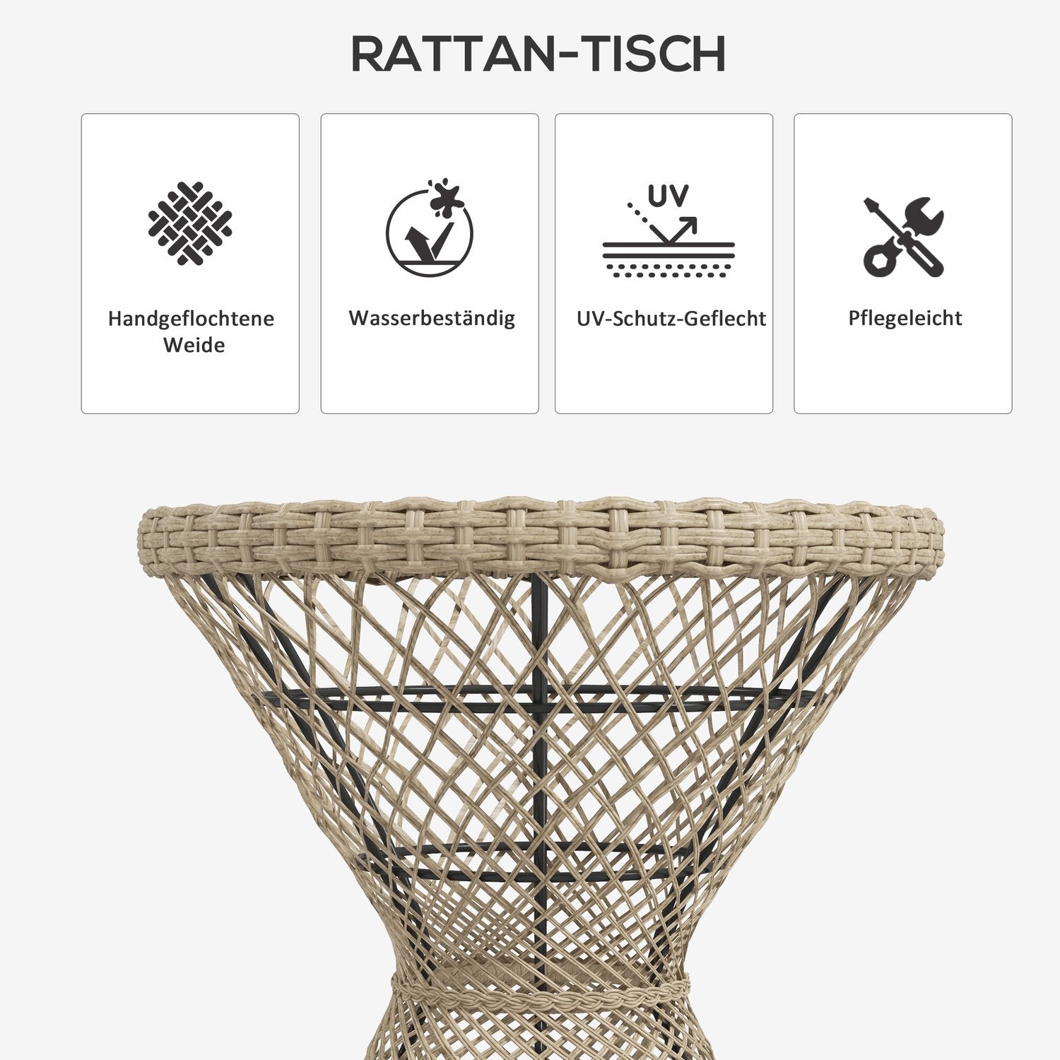 Rotan bijzettafel met UV-bescherming, 45x45cm Boho Design