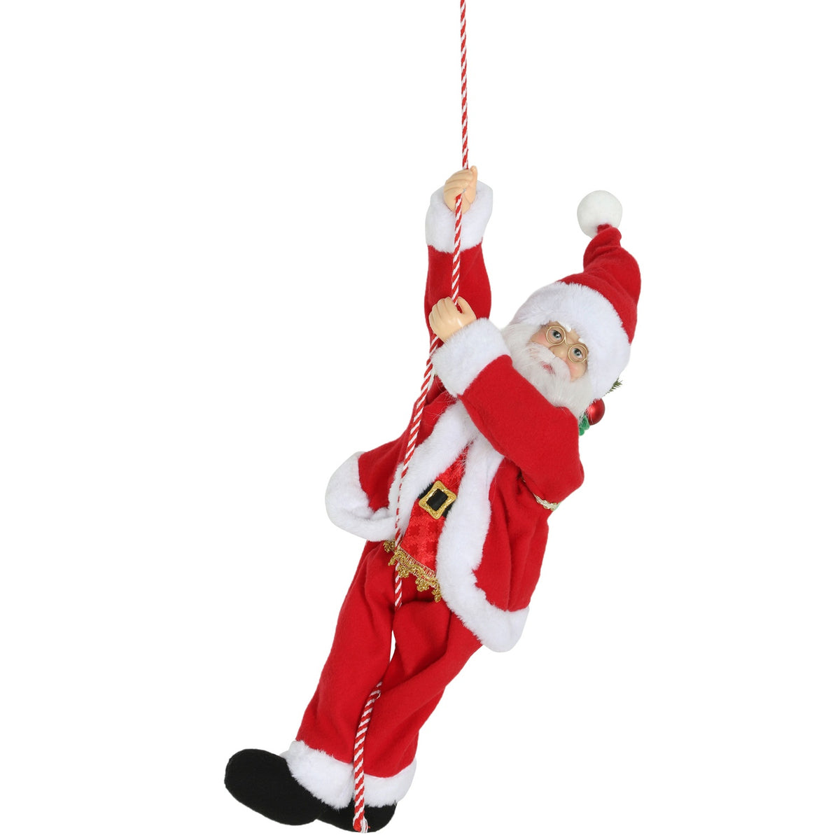 Klimmende zingende kerstman van 60 cm met cadeau en geluid