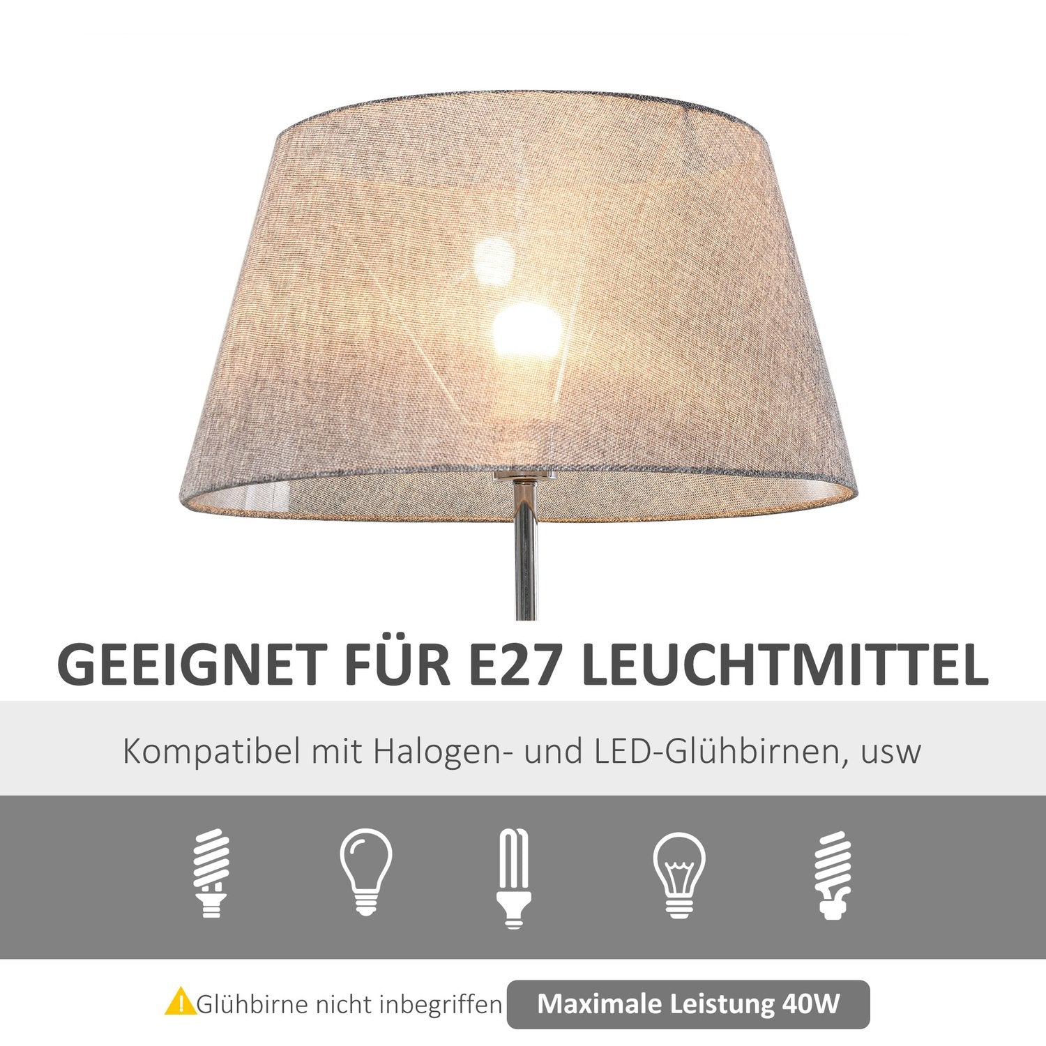 Scandinavische houten vloerlamp met plankje en linnen kap