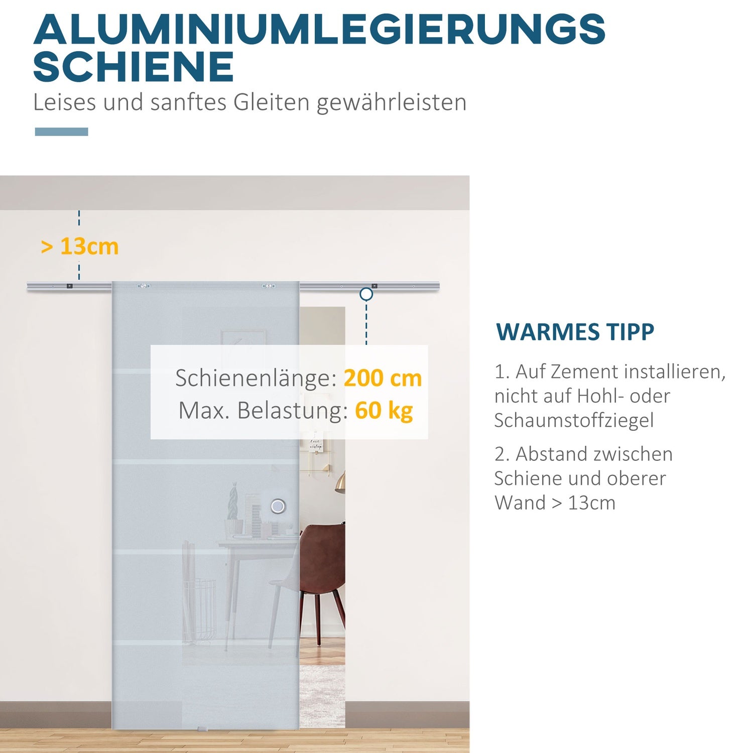 Glazen schuifdeur, deels gesatineerd, meerdere maten