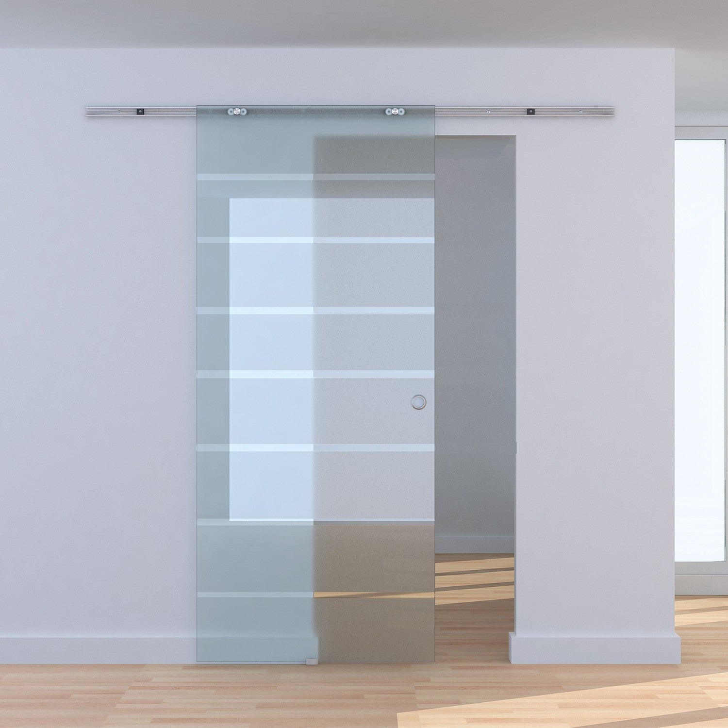 Skjutdörr i glas, satinfinish, 775-1025 x 2050 mm
