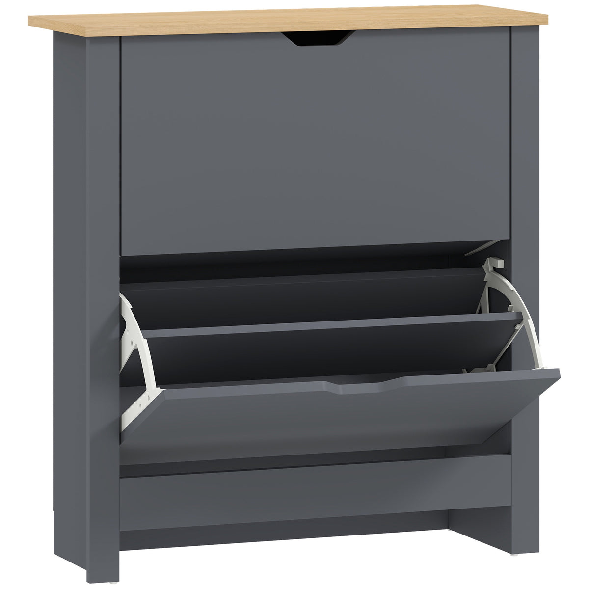 Schoenenkast, 2 neerklapbare vakken, 72x26x80 cm, donkergrijs