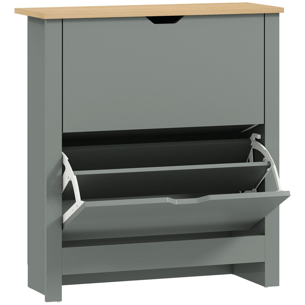 Schoenenkast met 2 uitklapbare vakken, 72 x 26 x 80 cm; lichtgrijs